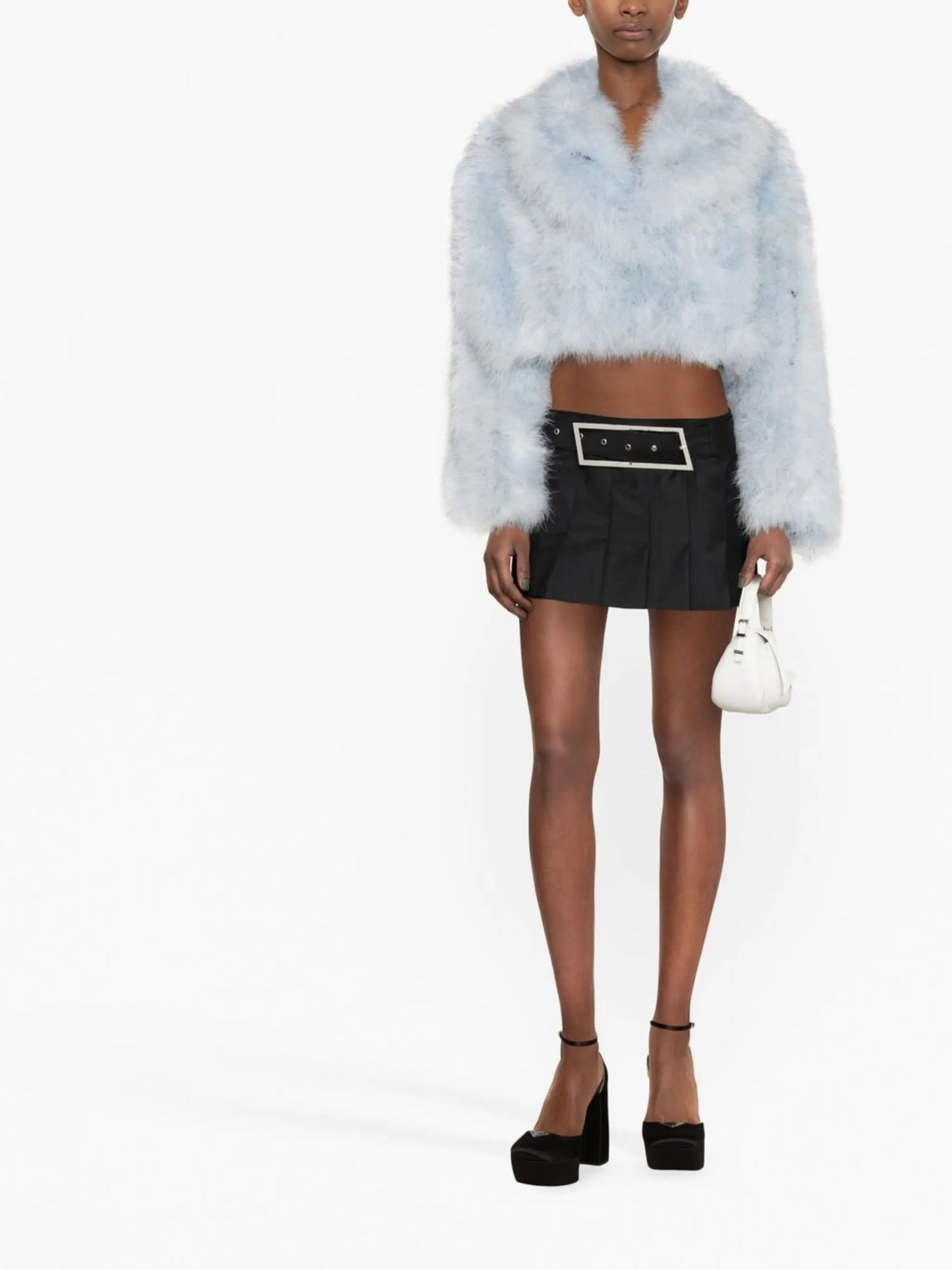 belted-waist mini skirt