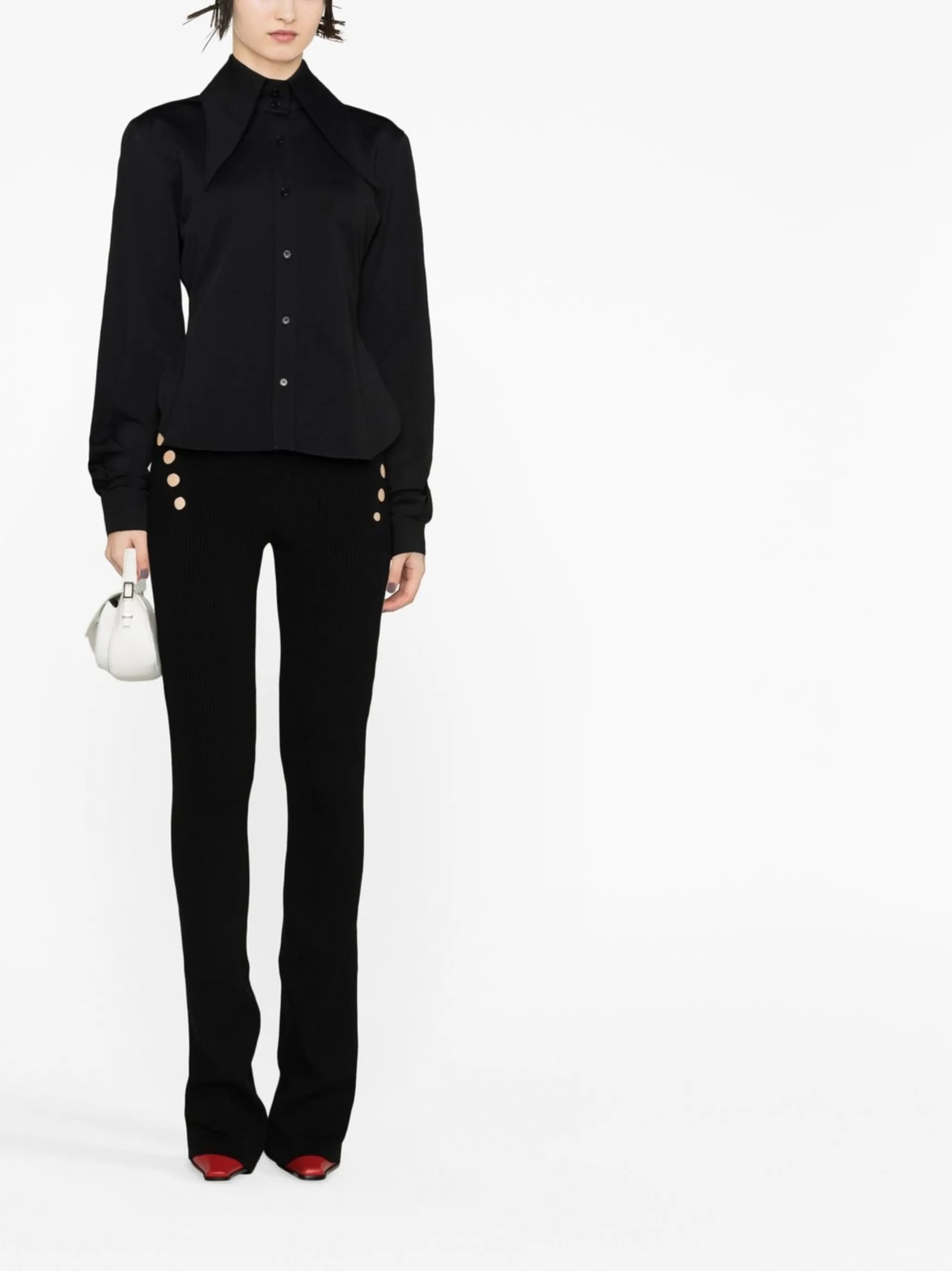 exaggerated-collar long-sleeve shirt