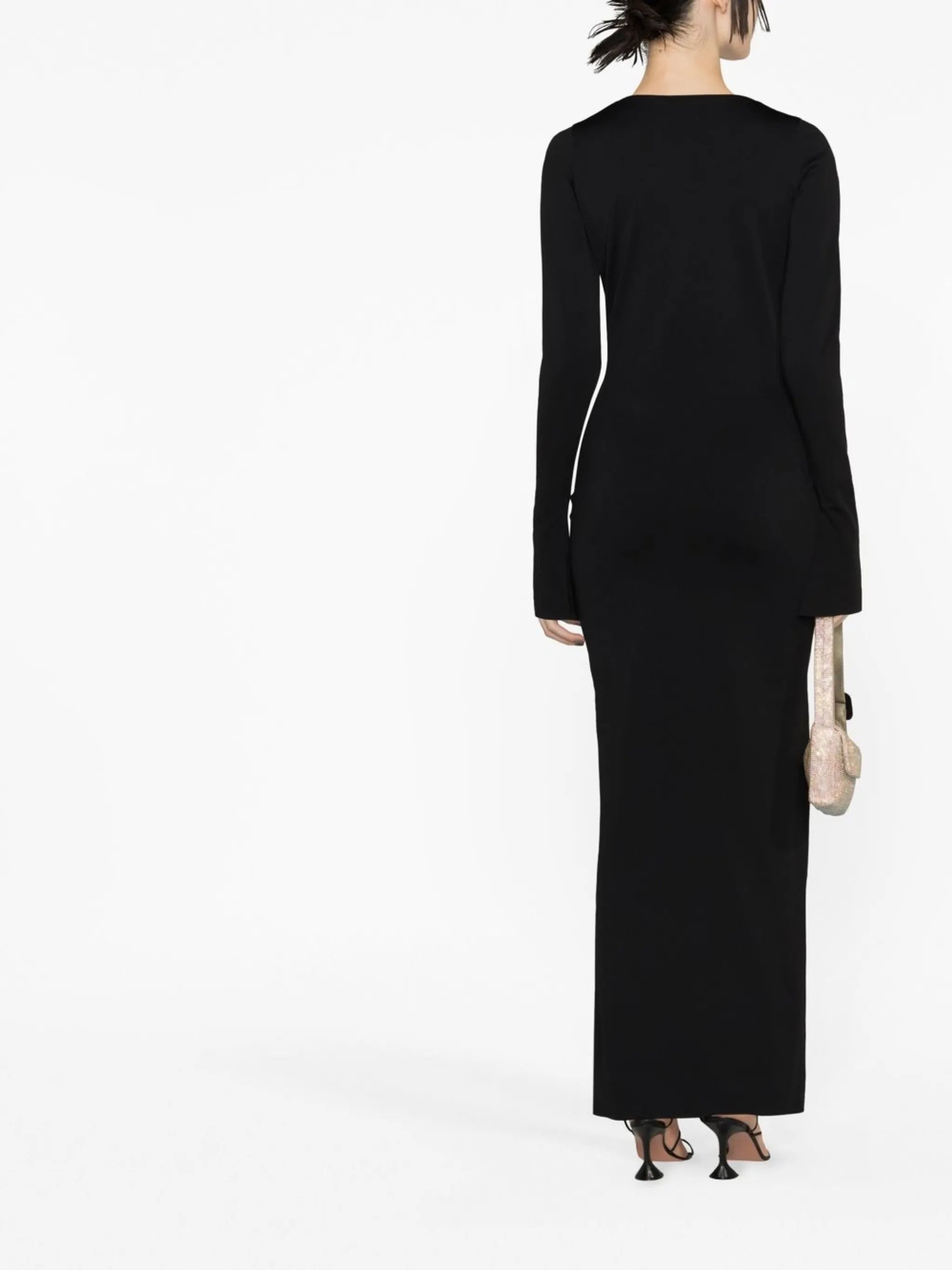 square-neck long-sleeve dress