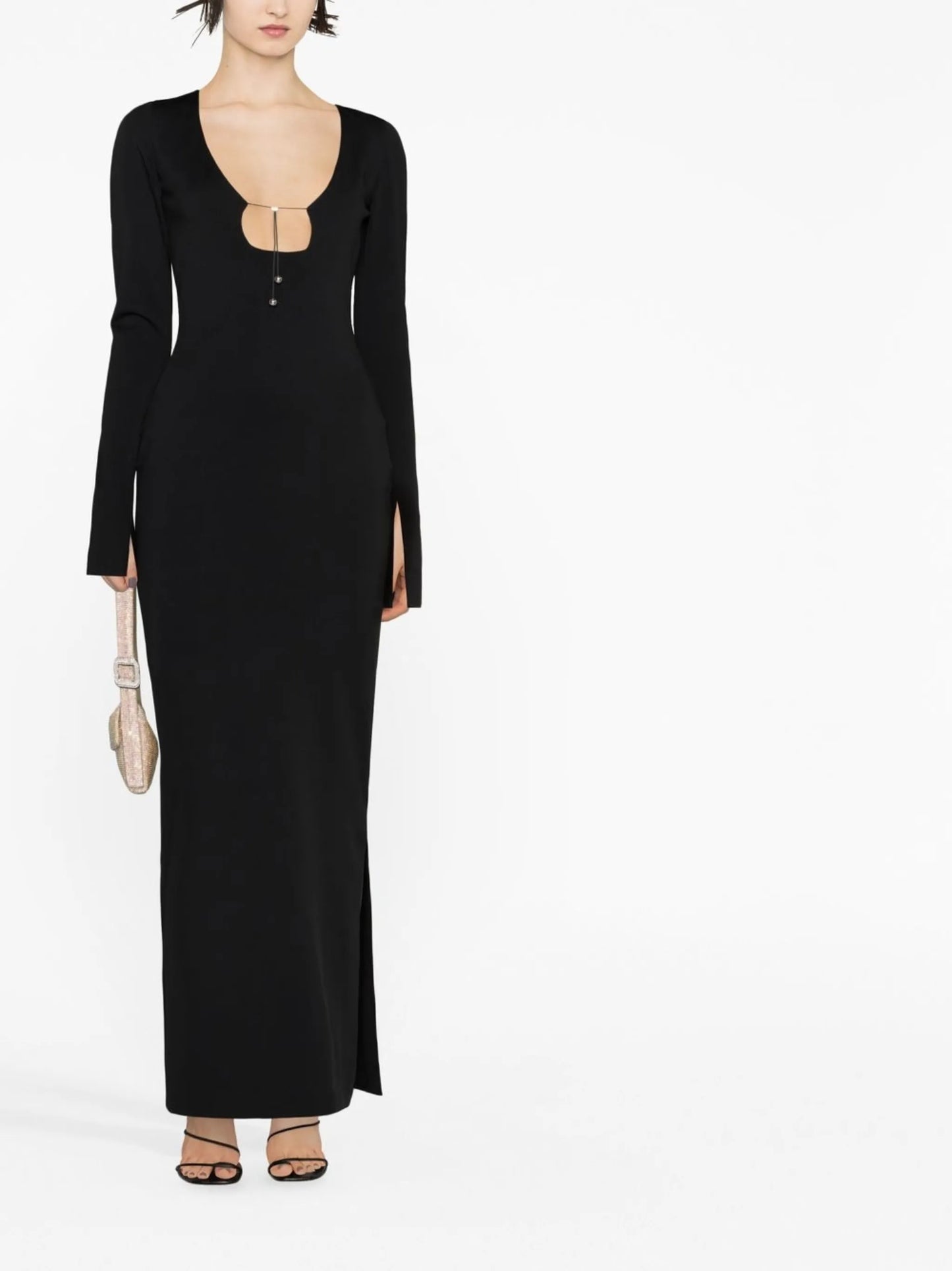 square-neck long-sleeve dress