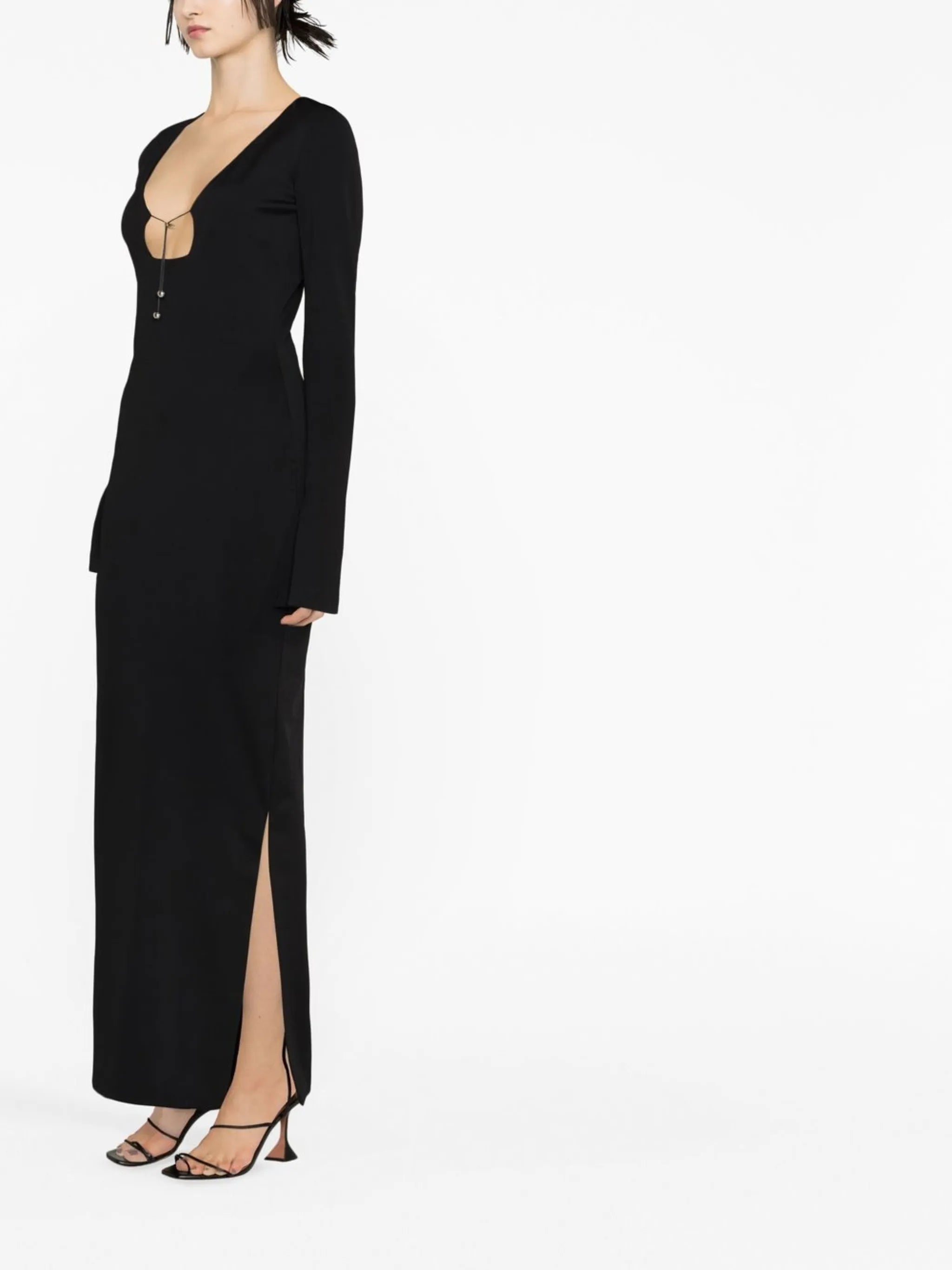 square-neck long-sleeve dress