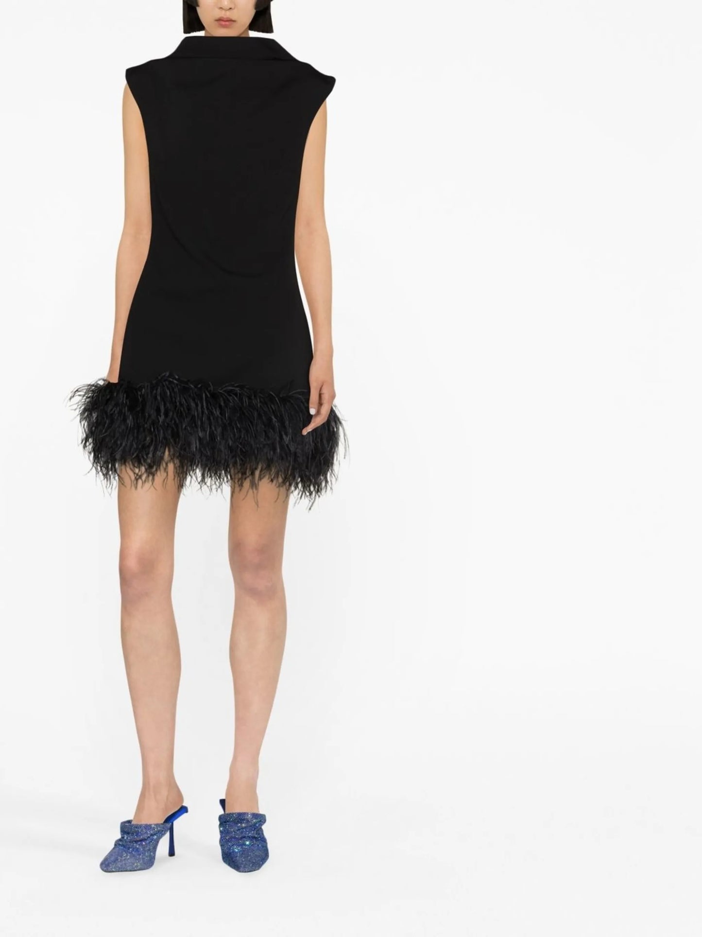Nyx feather-trim minidress