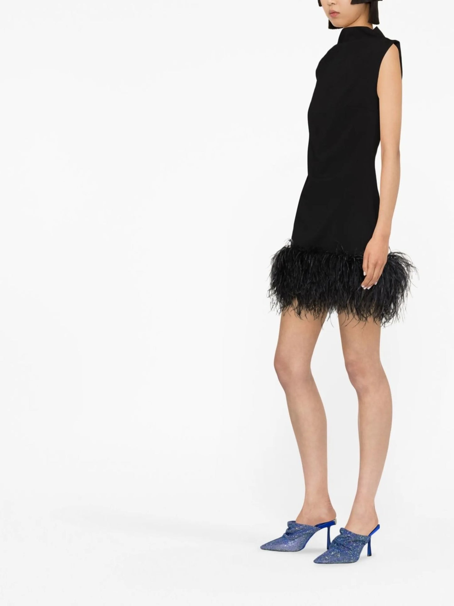 Nyx feather-trim minidress