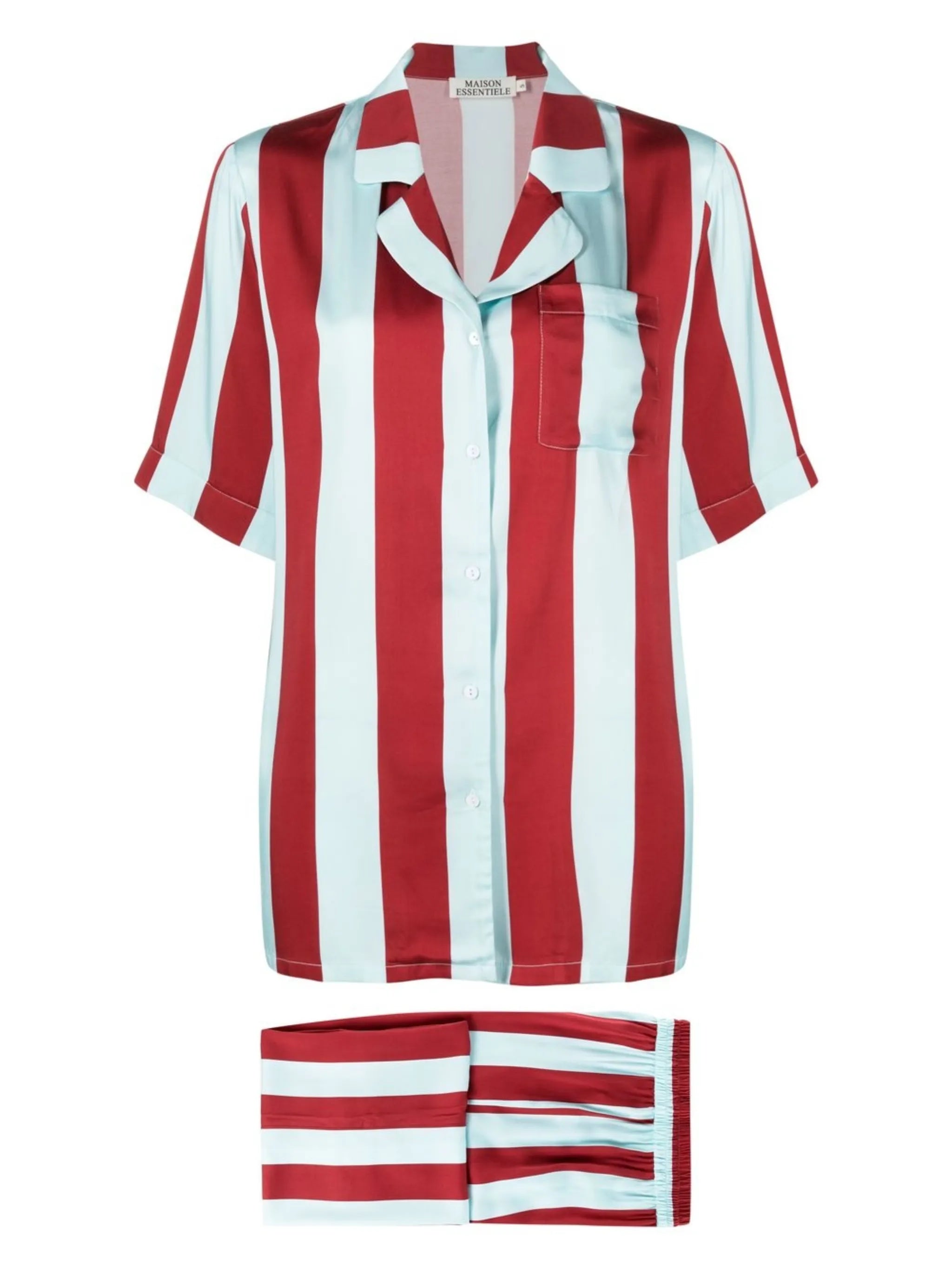 striped short-sleeve pajama shirt