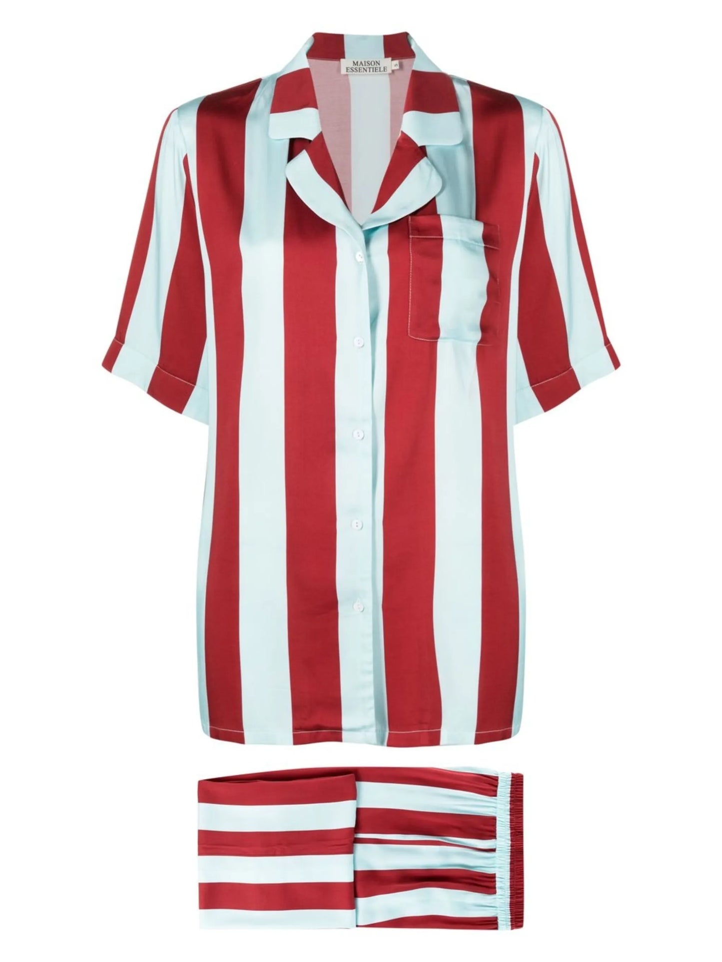 striped short-sleeve pajama shirt