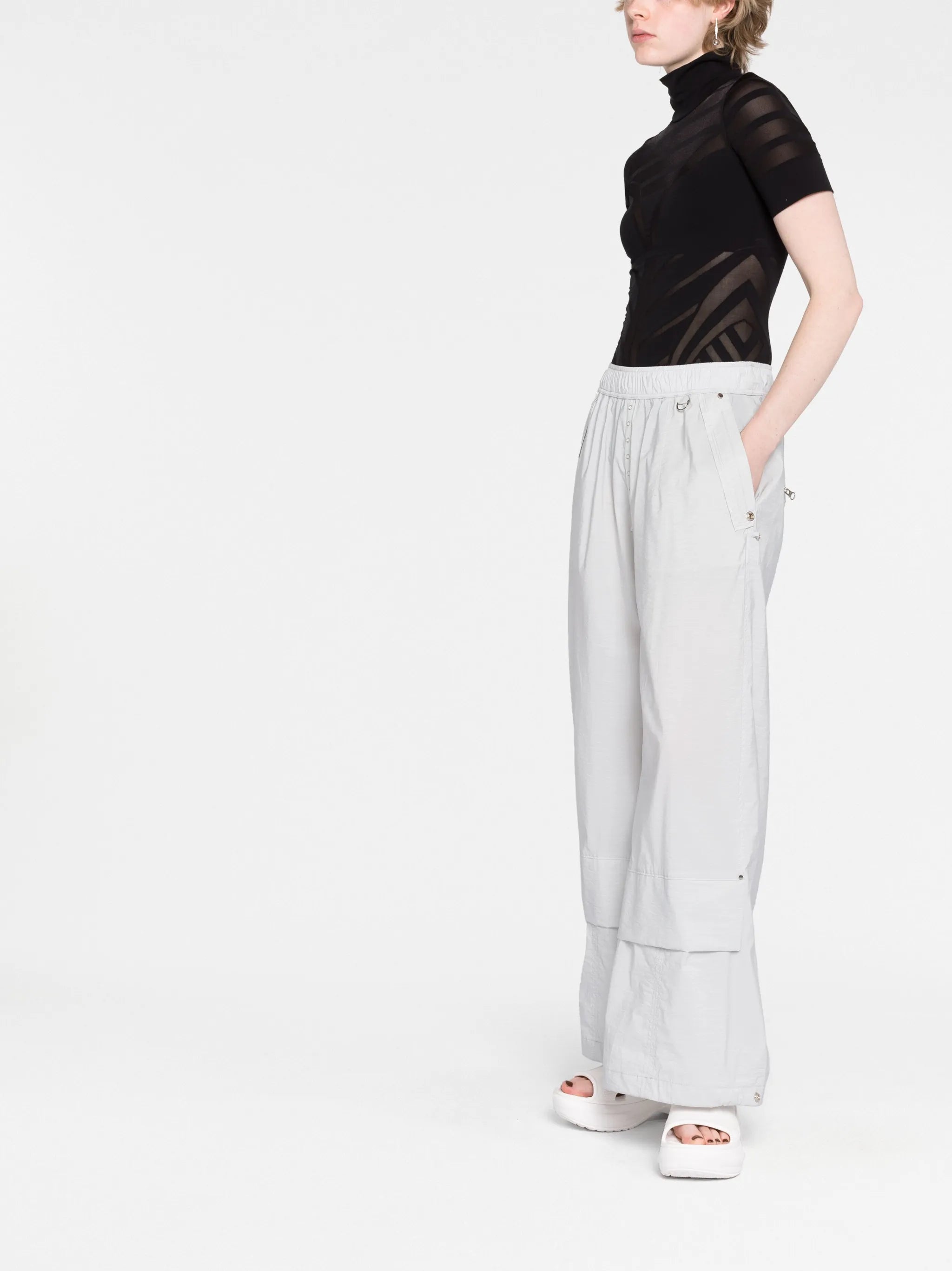 mesh-detail short-sleeved bodysuit