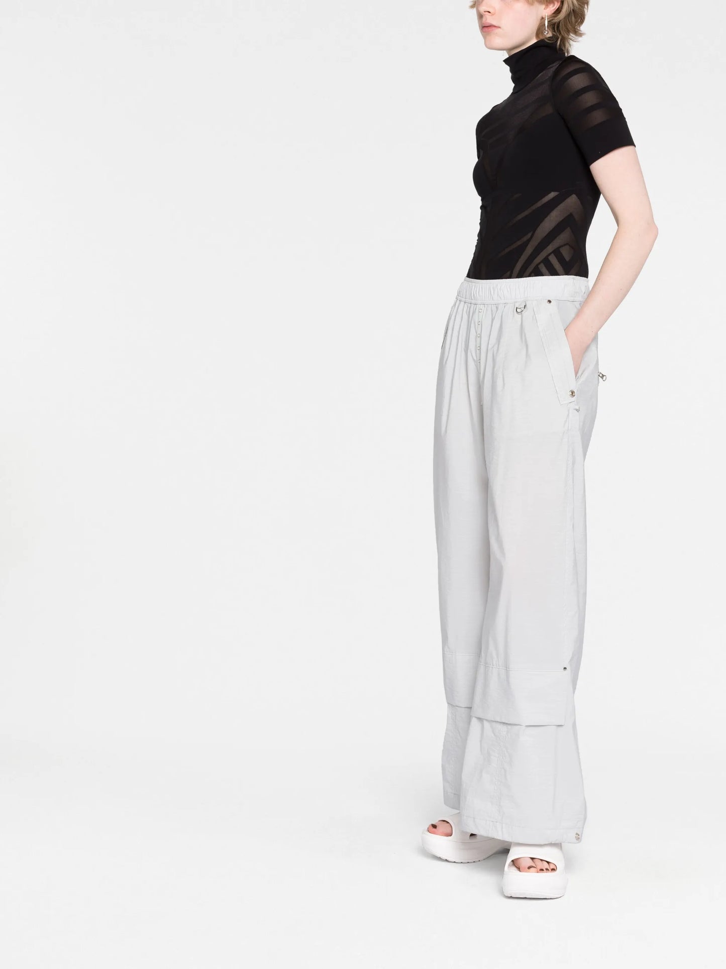 mesh-detail short-sleeved bodysuit