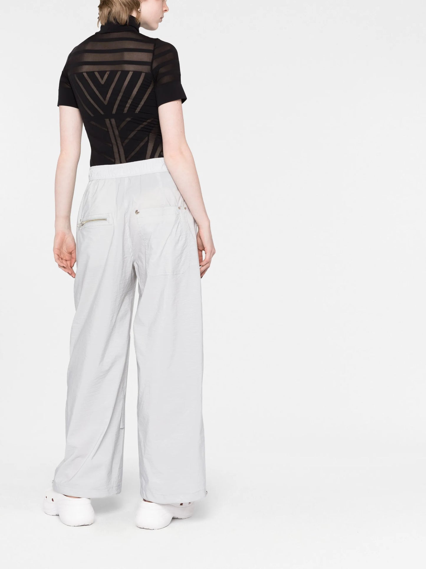 mesh-detail short-sleeved bodysuit