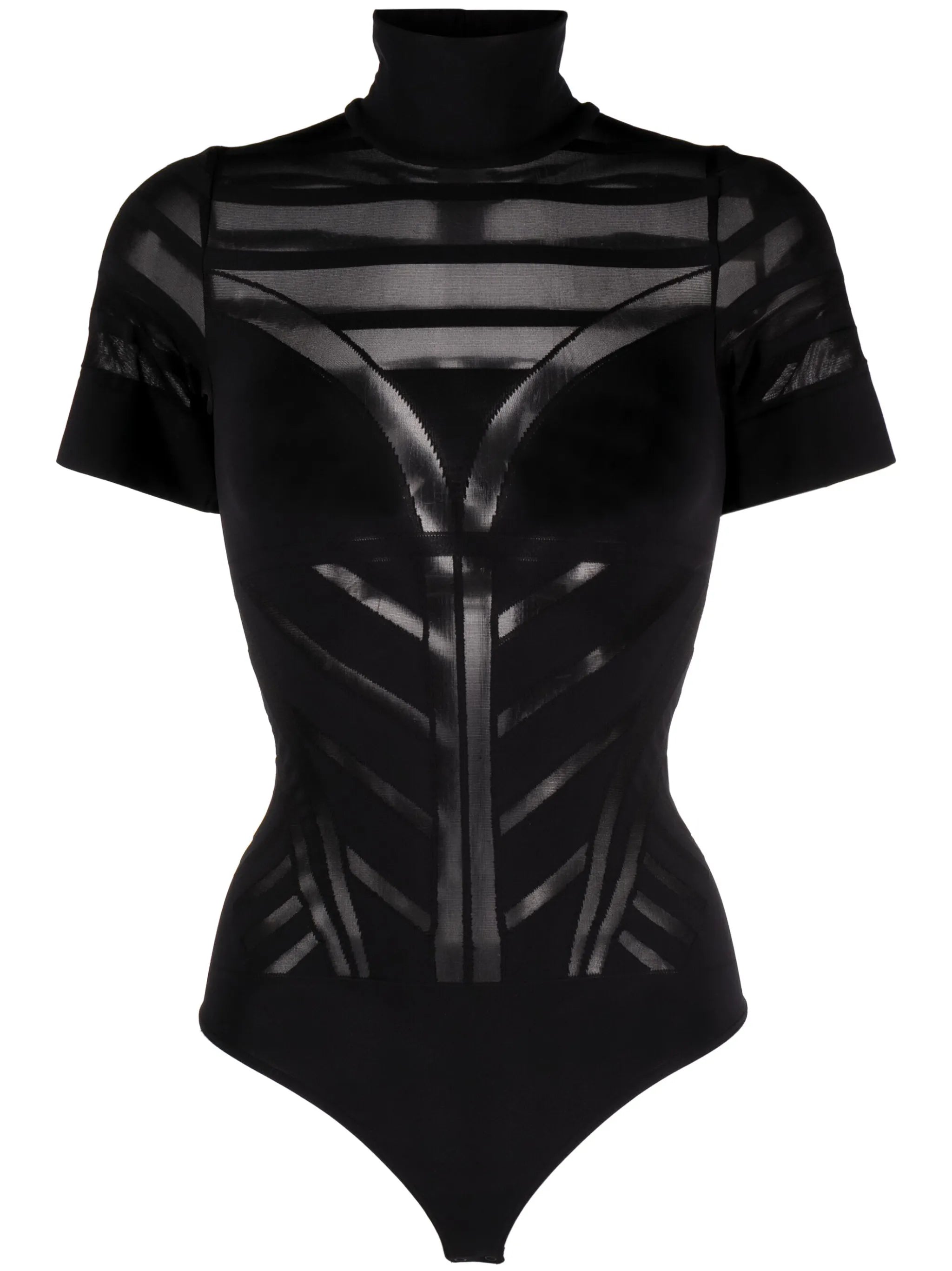 mesh-detail short-sleeved bodysuit