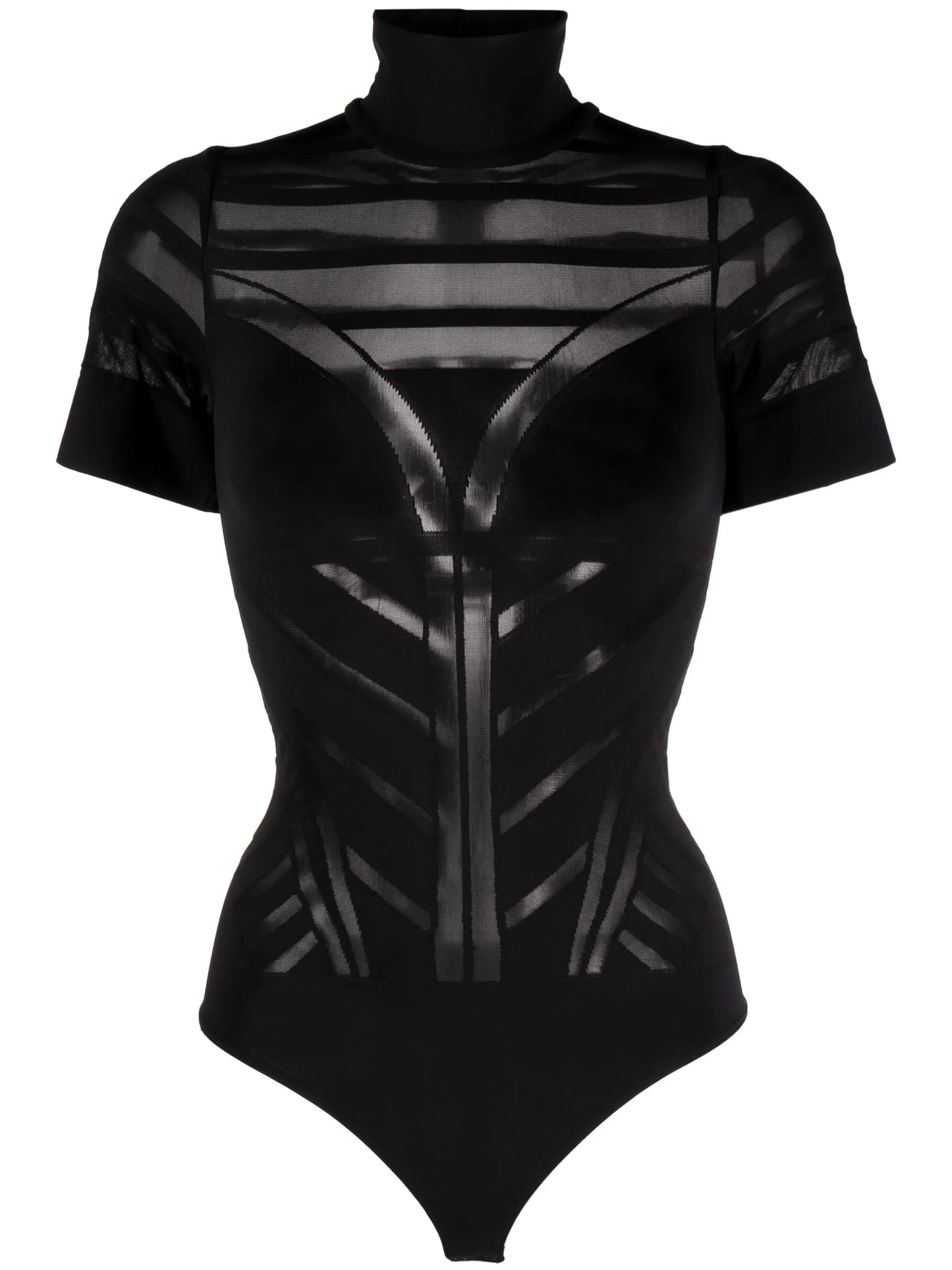 mesh-detail short-sleeved bodysuit