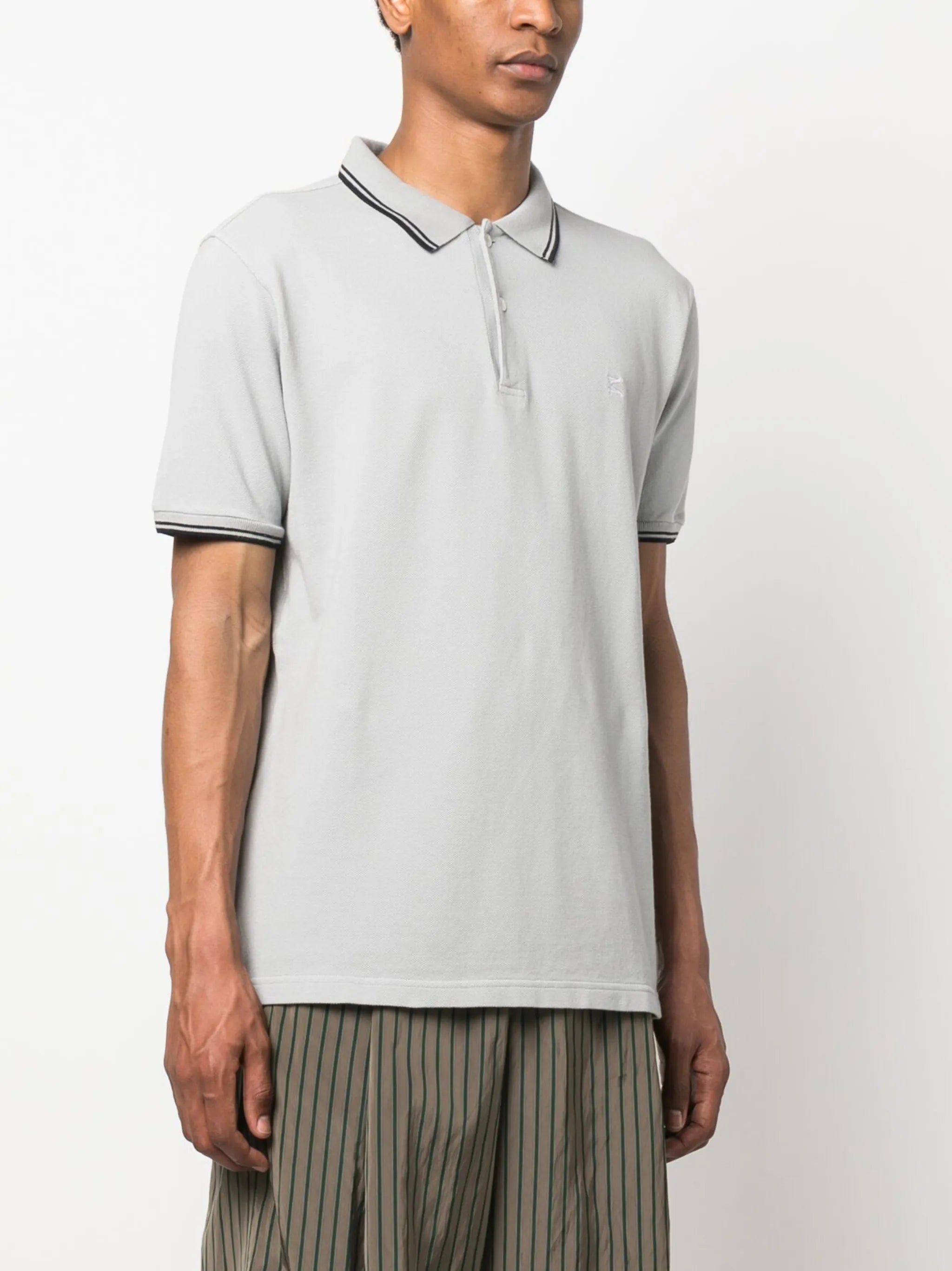 stripe-trim polo shirt