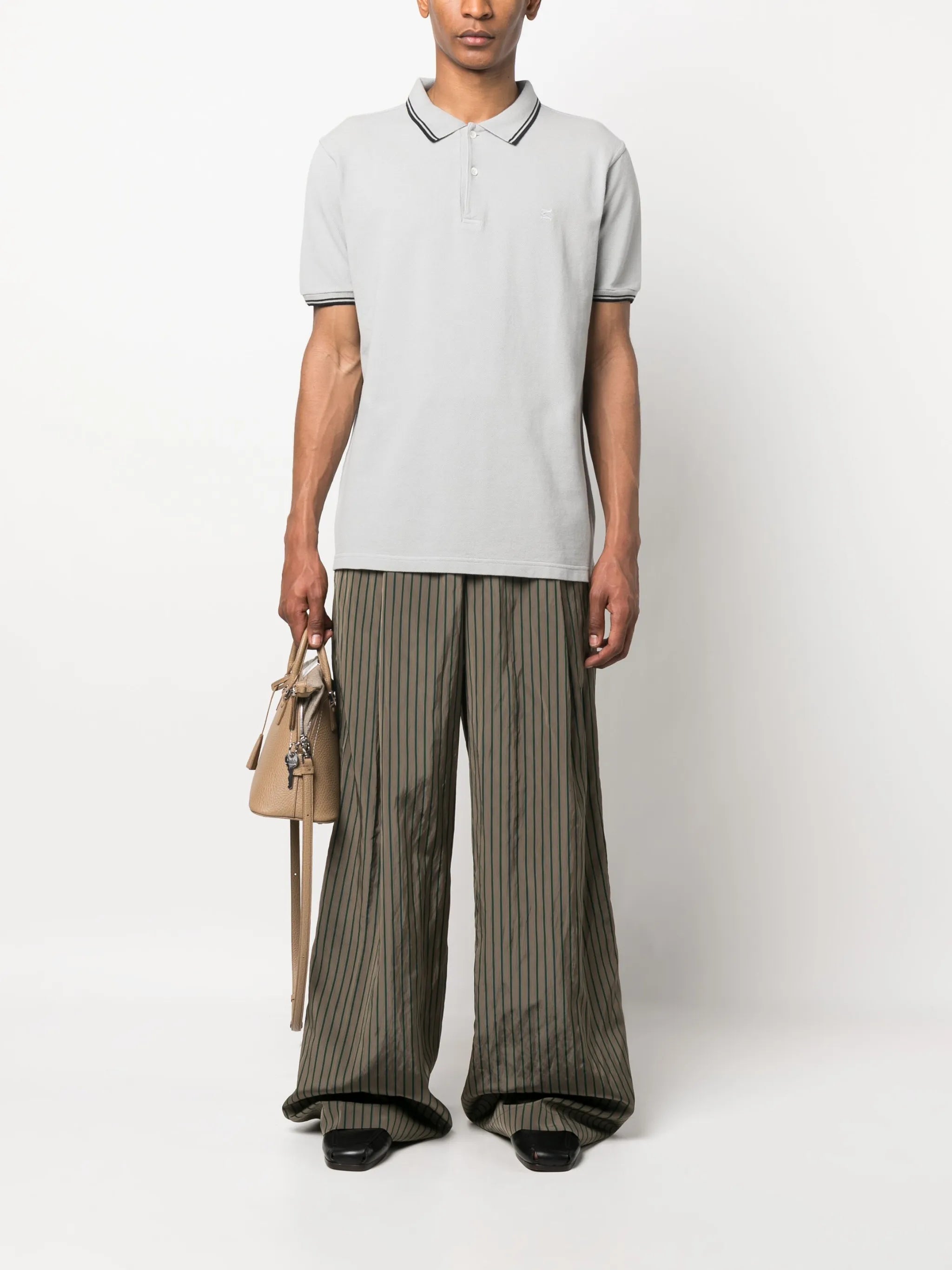 stripe-trim polo shirt