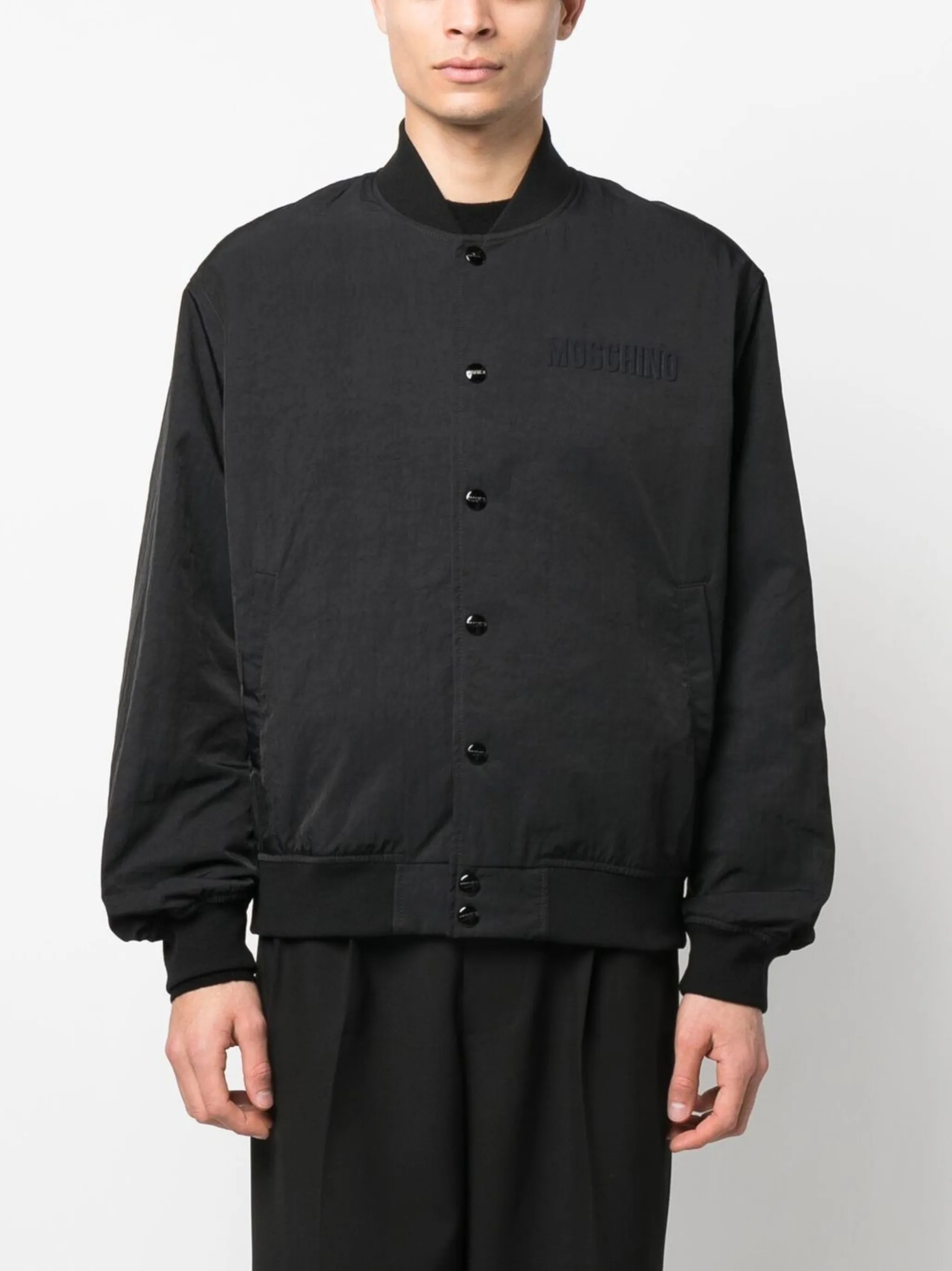 embroidered-logo bomber jacket