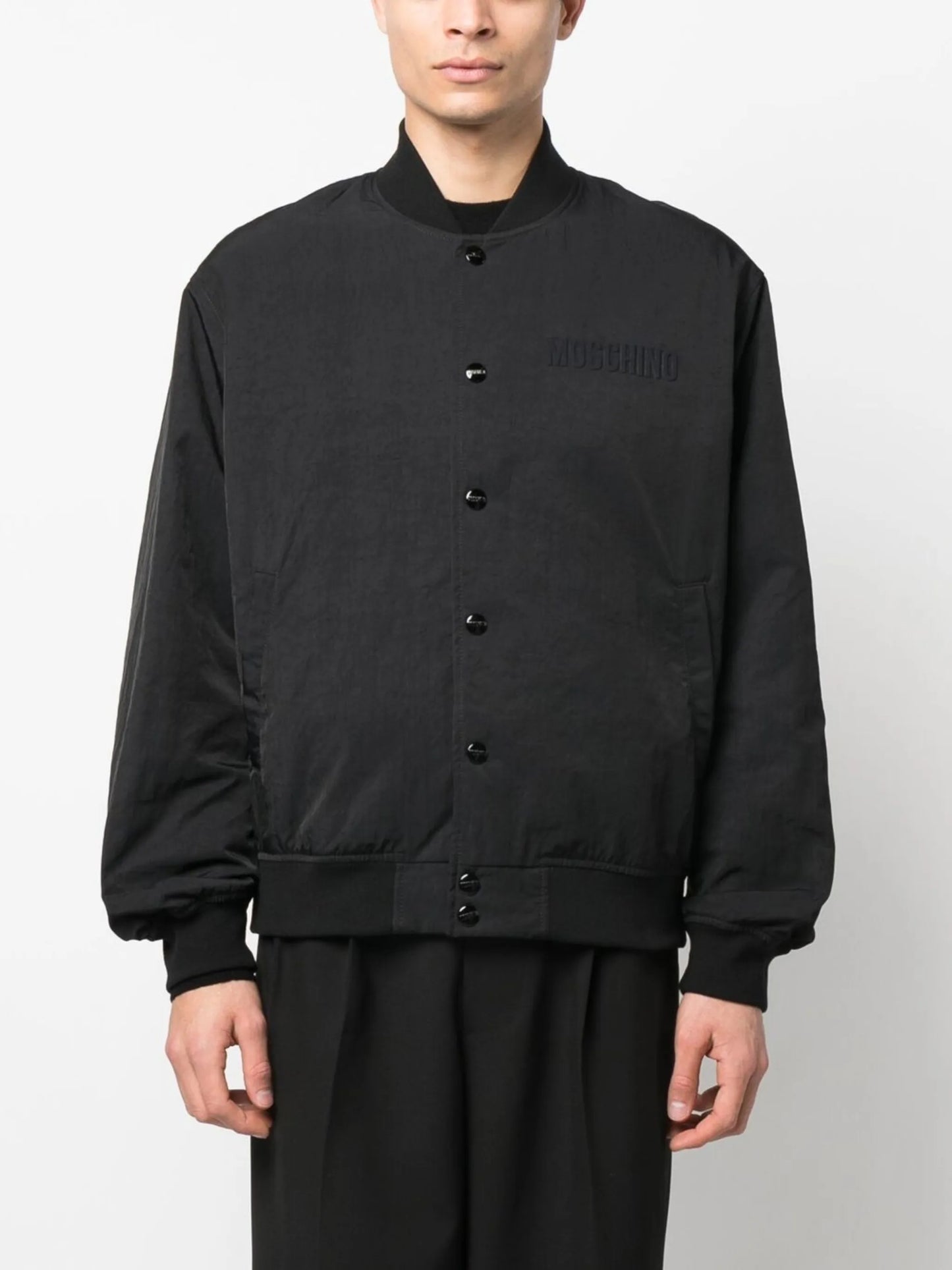 embroidered-logo bomber jacket