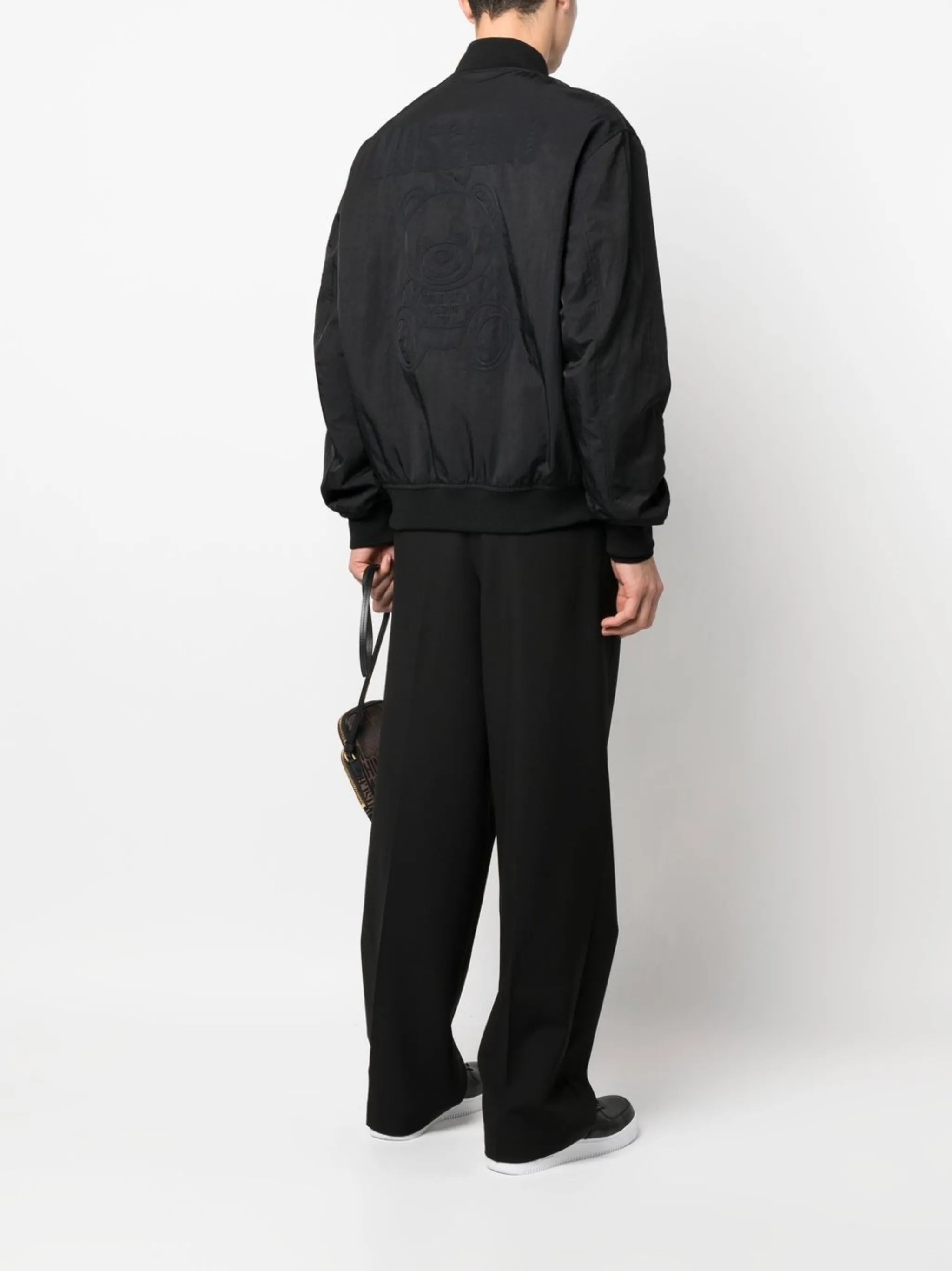 embroidered-logo bomber jacket