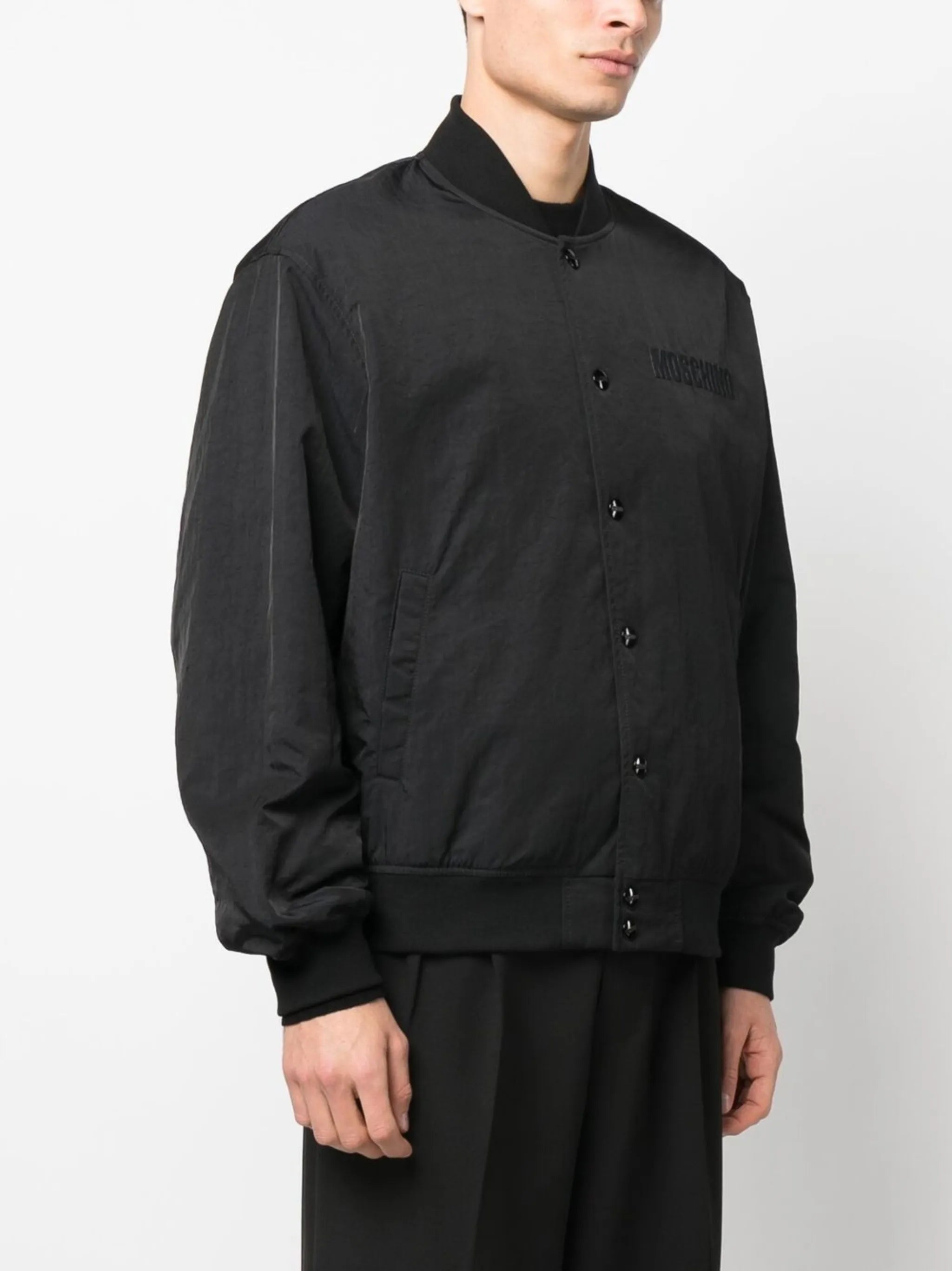 embroidered-logo bomber jacket