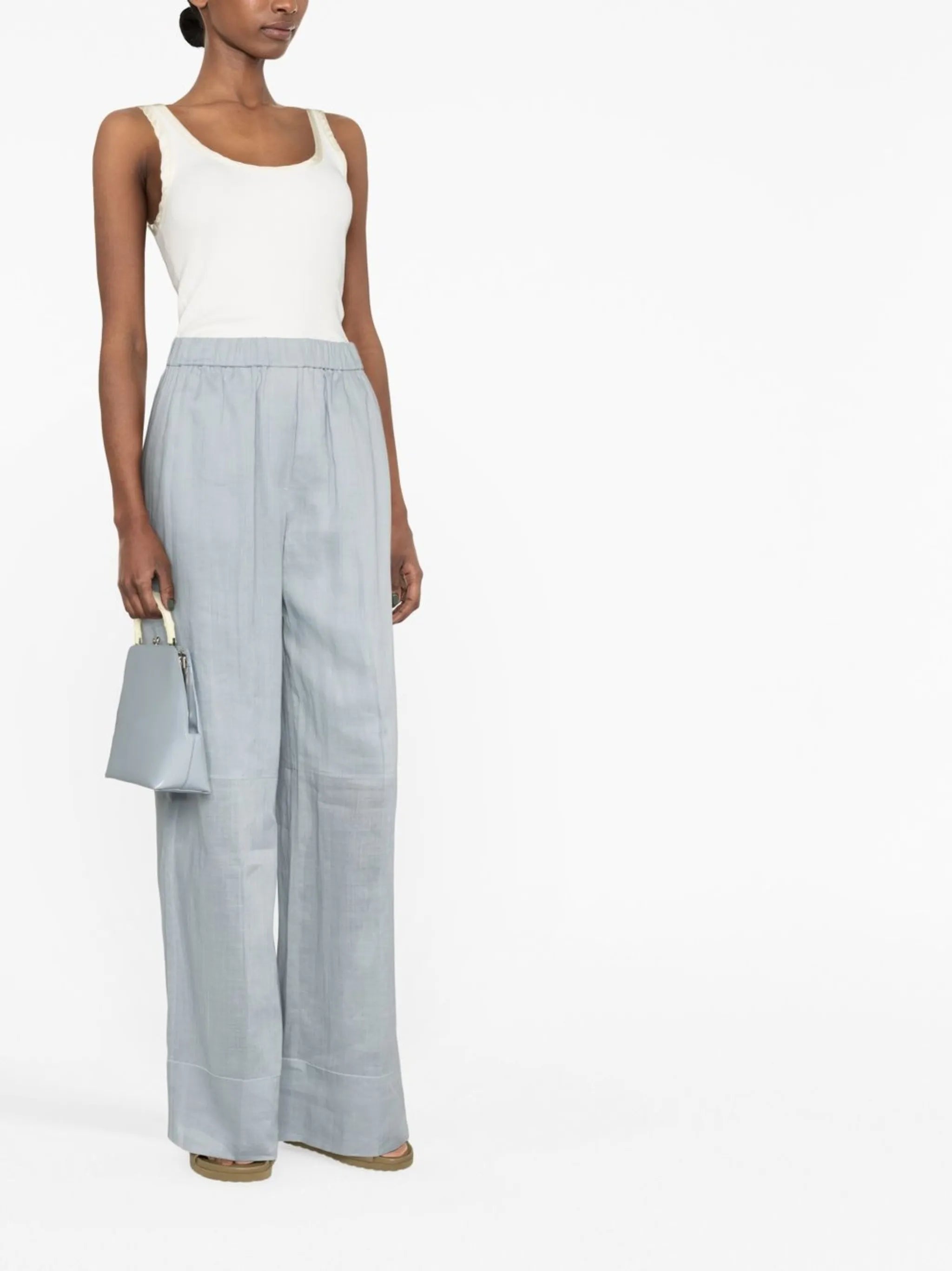 high-waisted wide-leg trousers