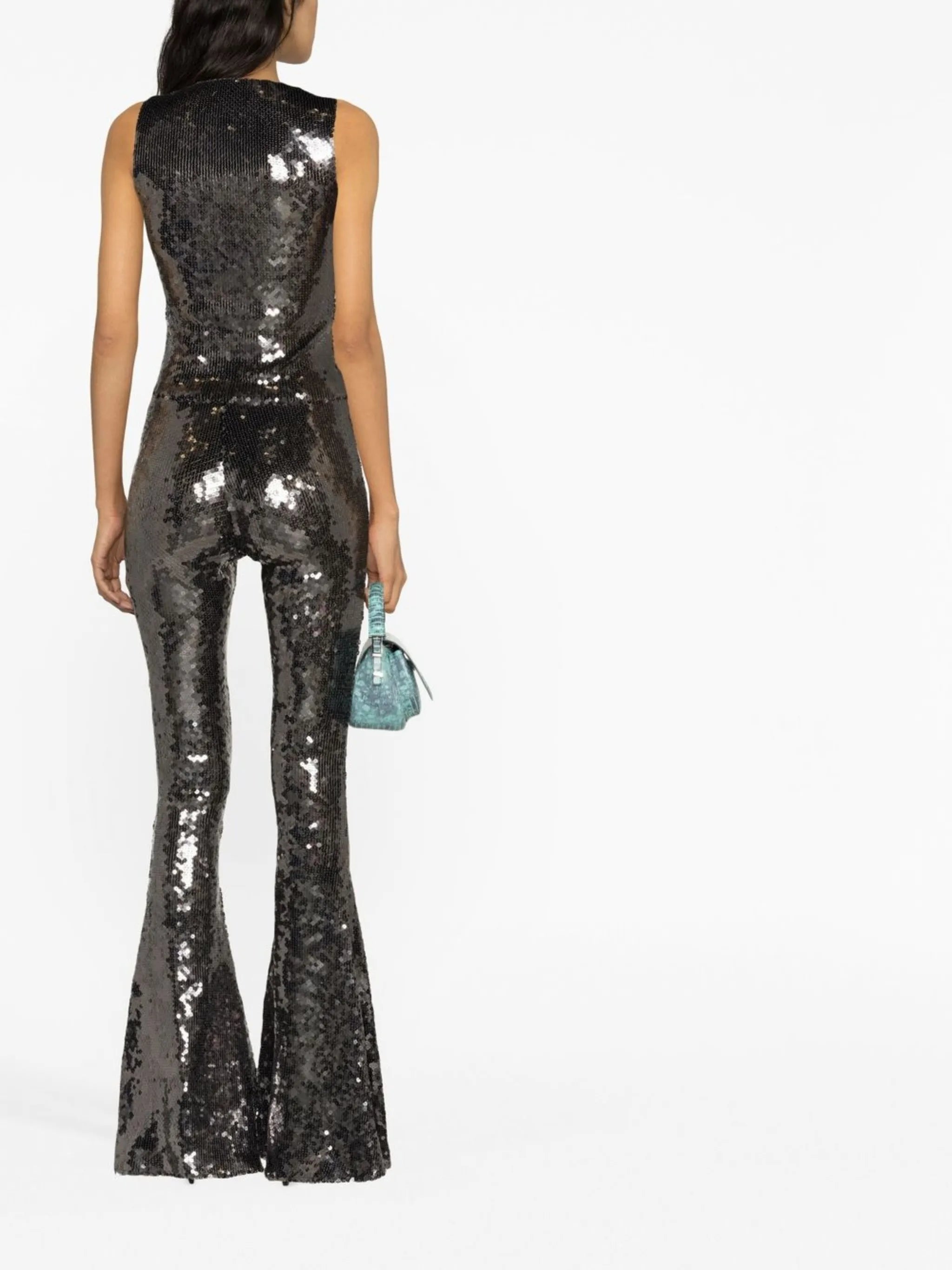 sequin-embellished flared trousers