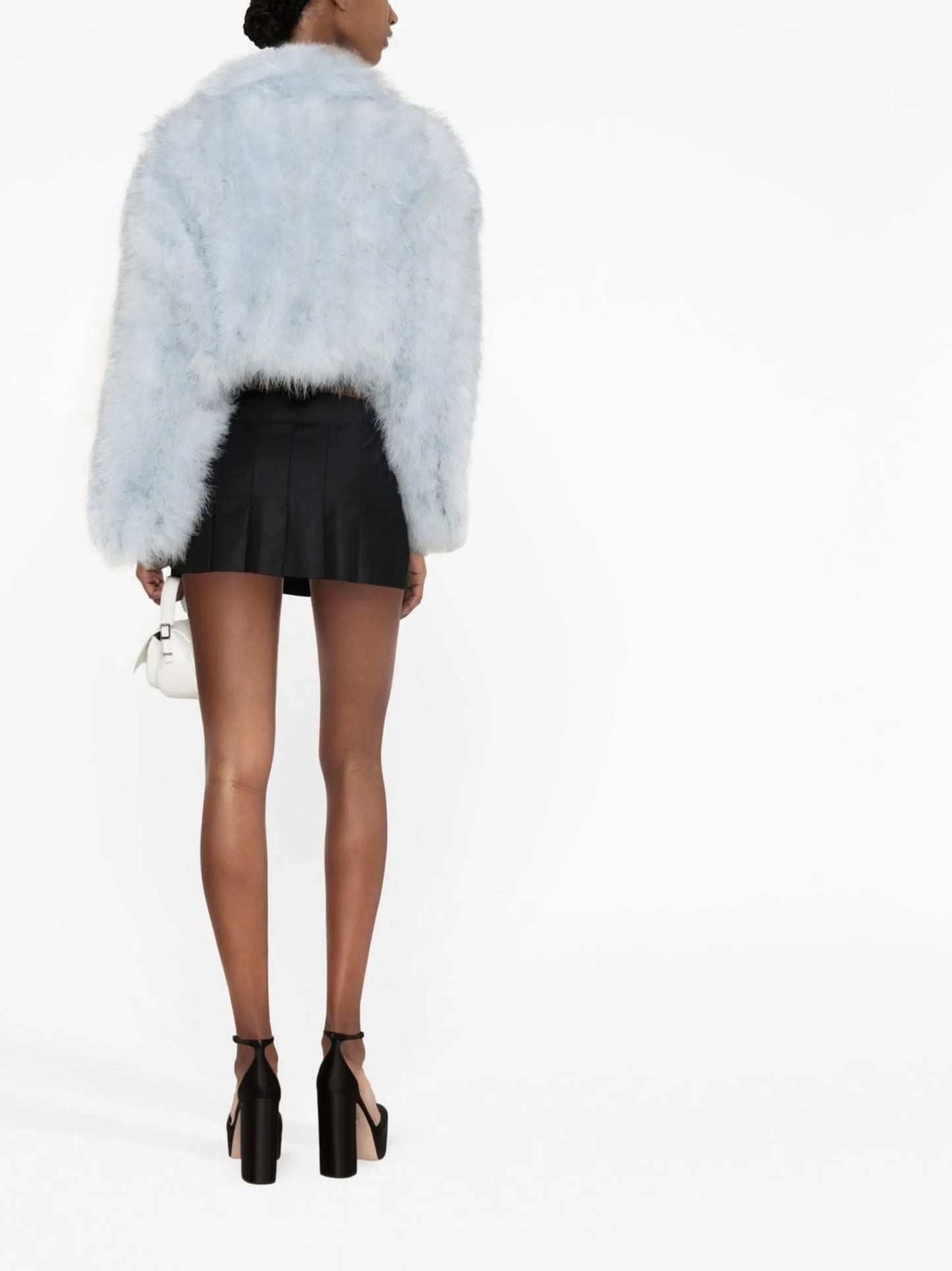 feather-trim cropped jacket