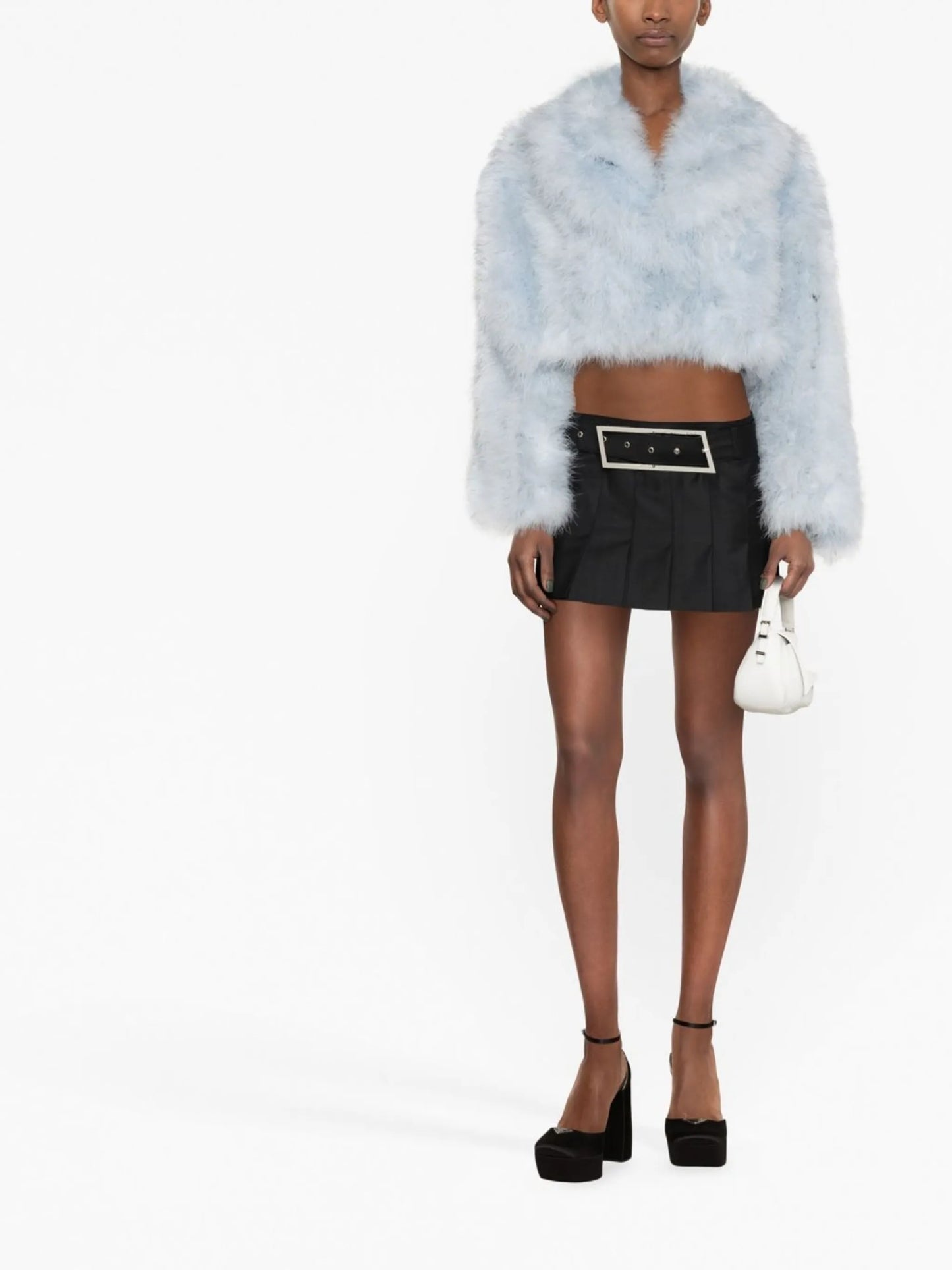 feather-trim cropped jacket