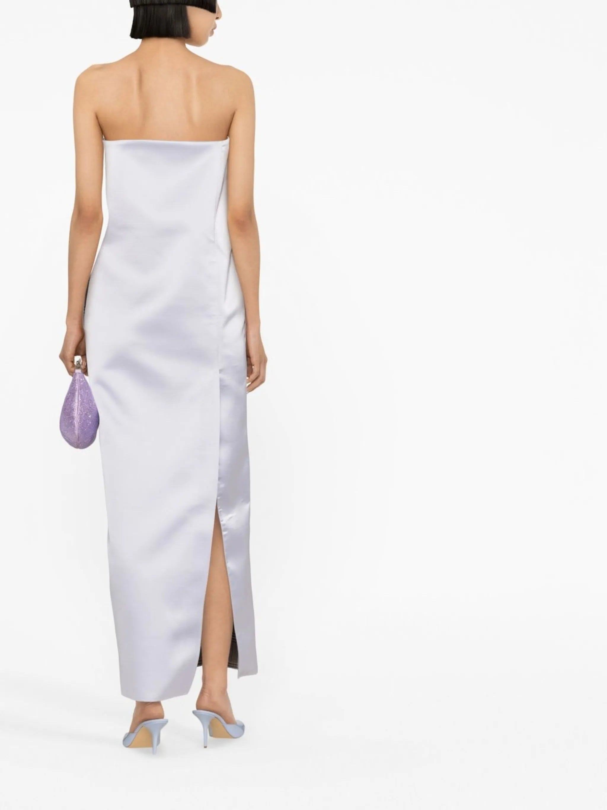 strapless slit-detail dress