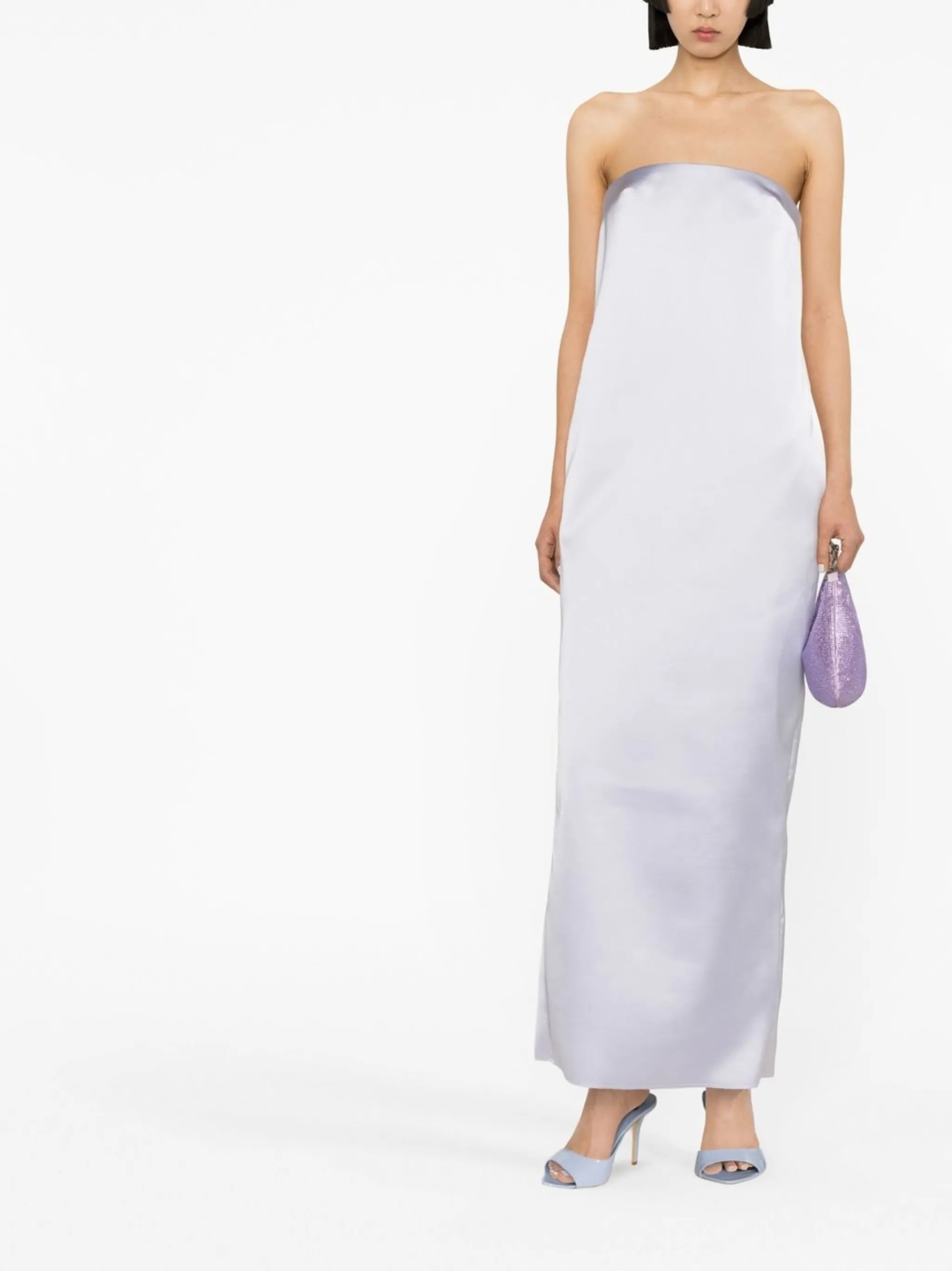 strapless slit-detail dress