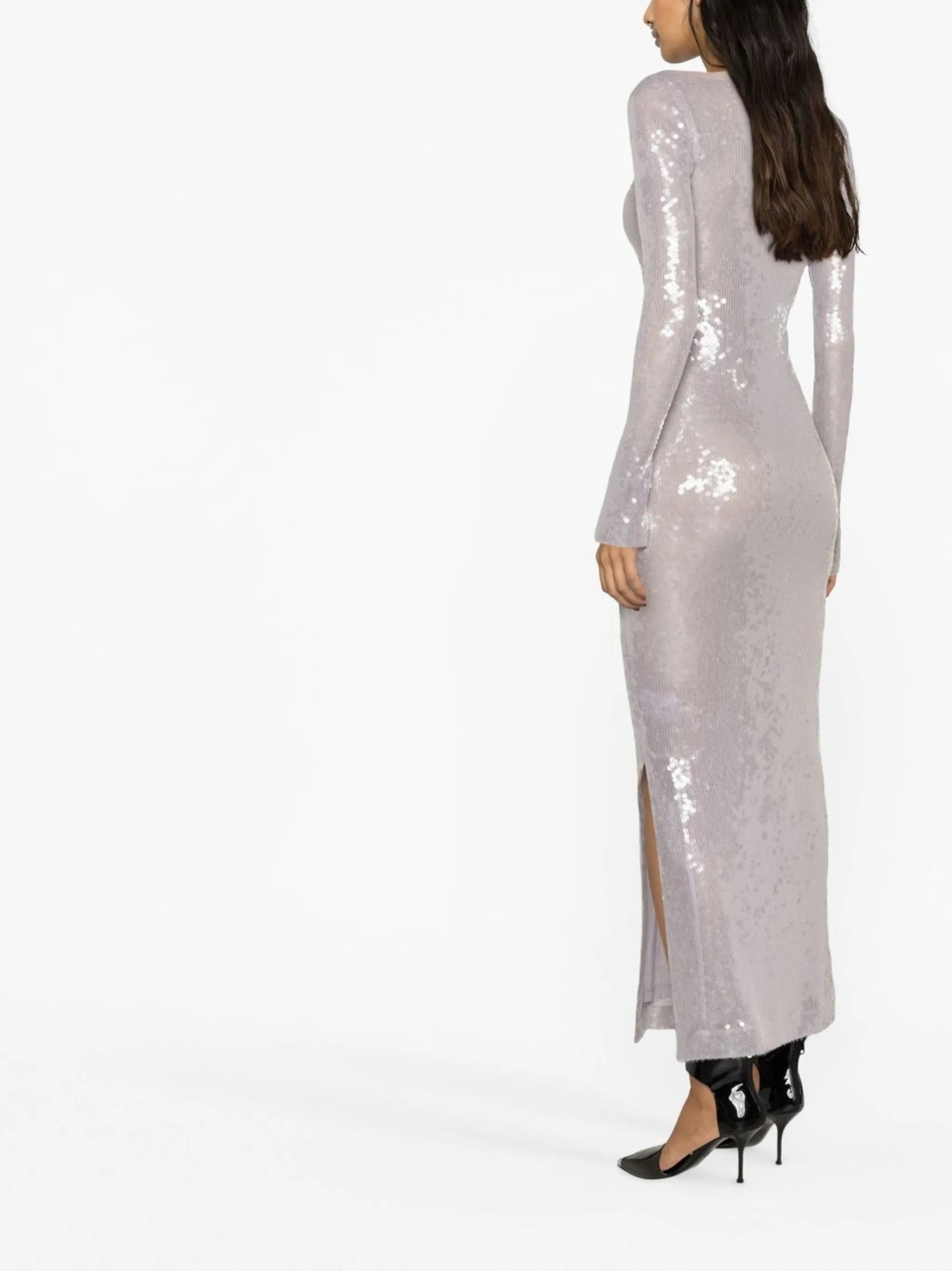sequin-embellished long-sleeve dress