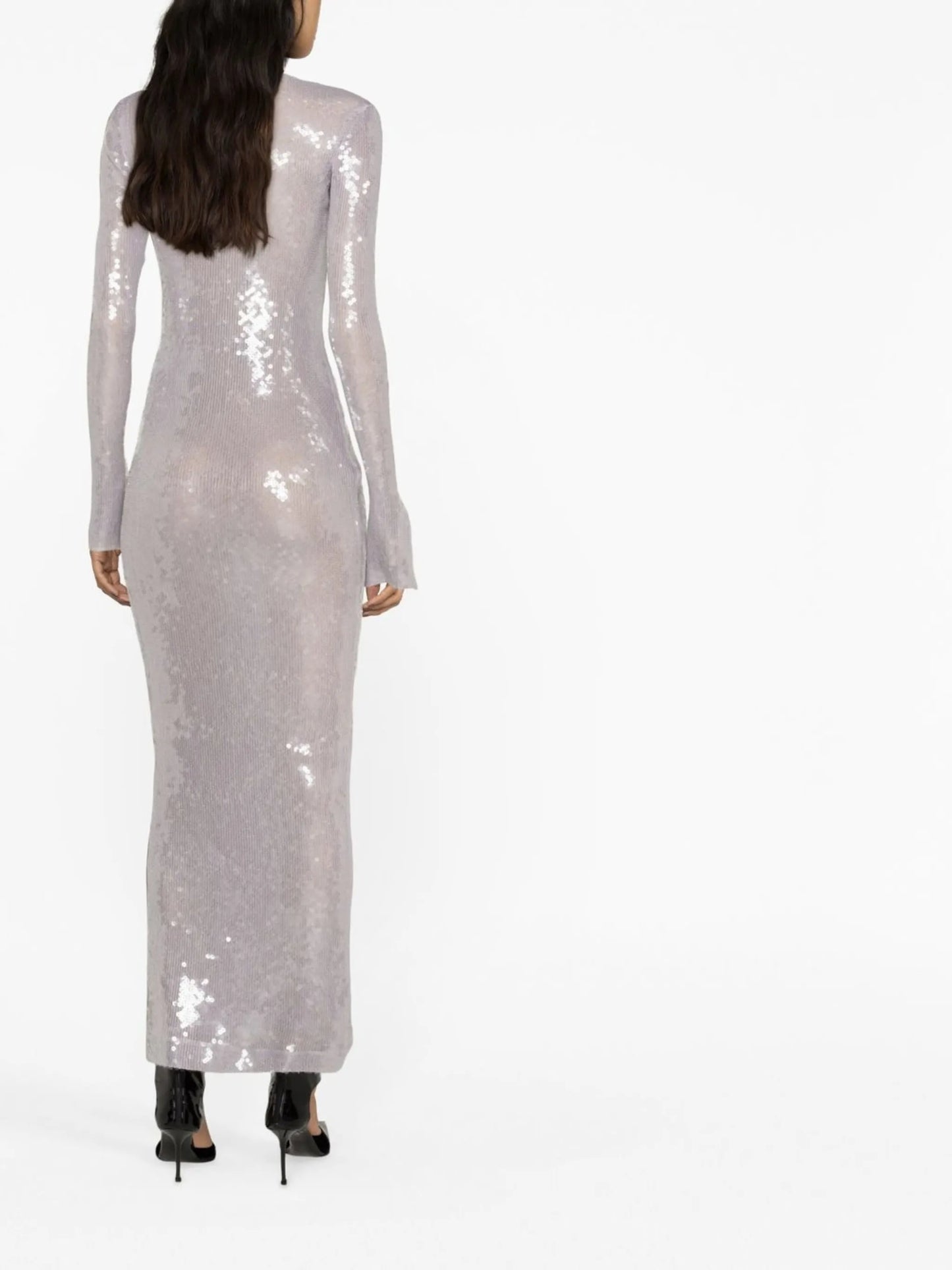 sequin-embellished long-sleeve dress