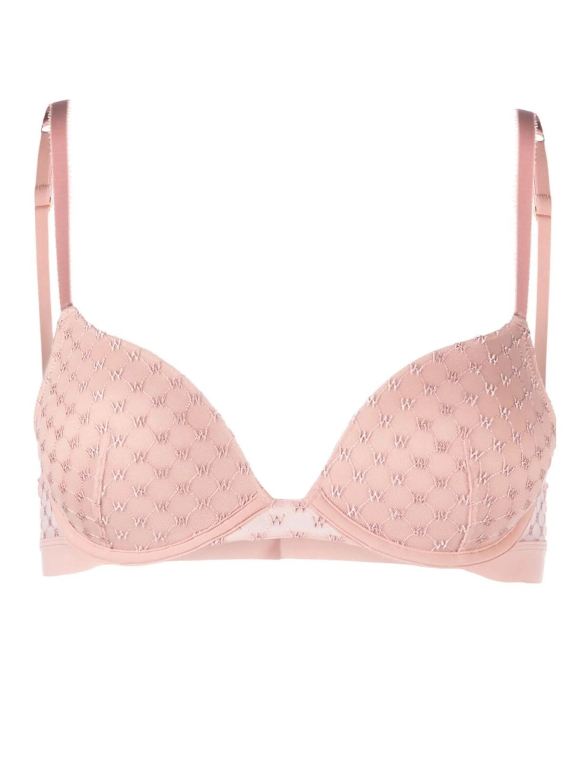 logo-embroidered demi-cup bra
