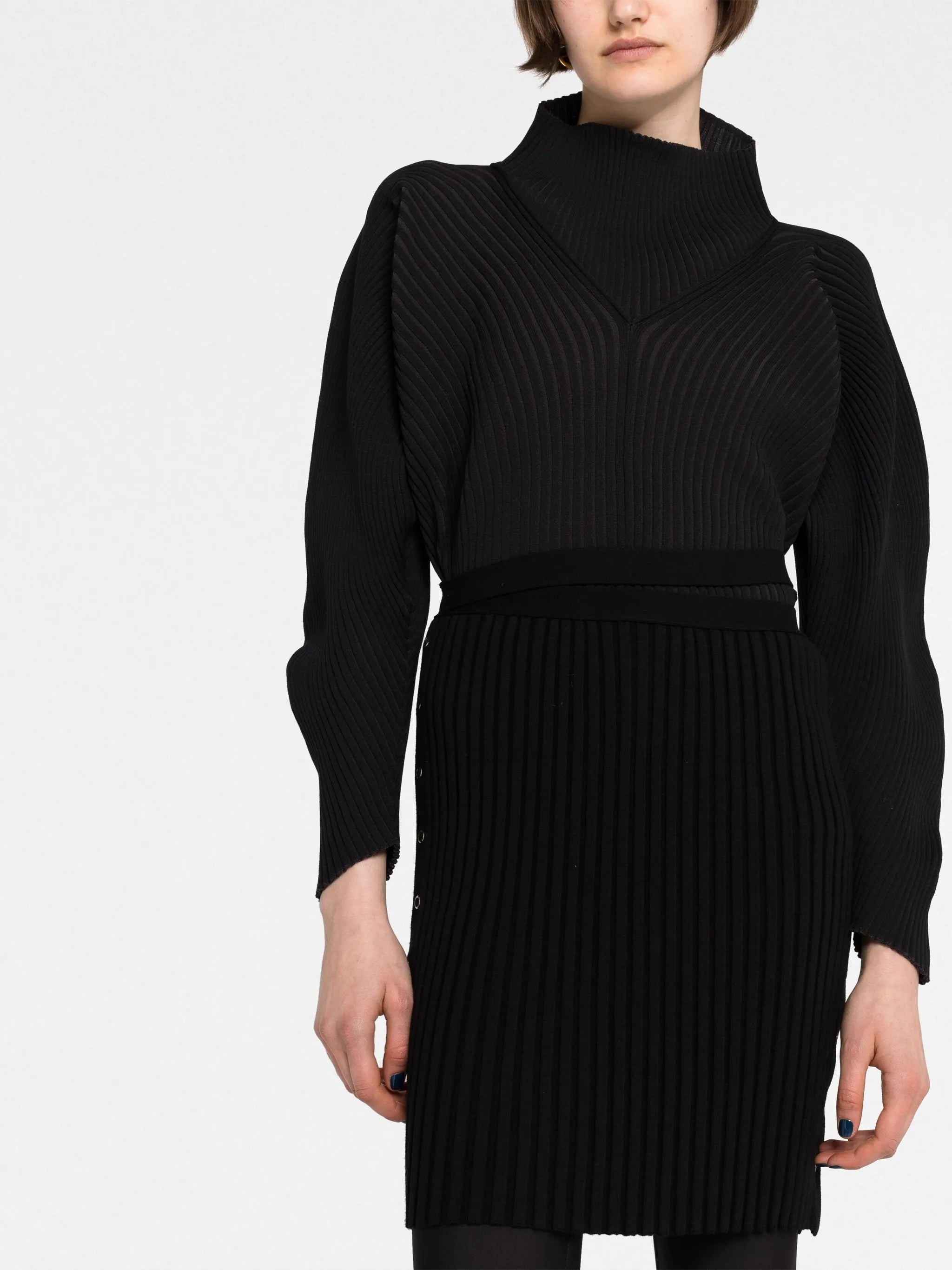 high-waisted ribbed-knit skirt