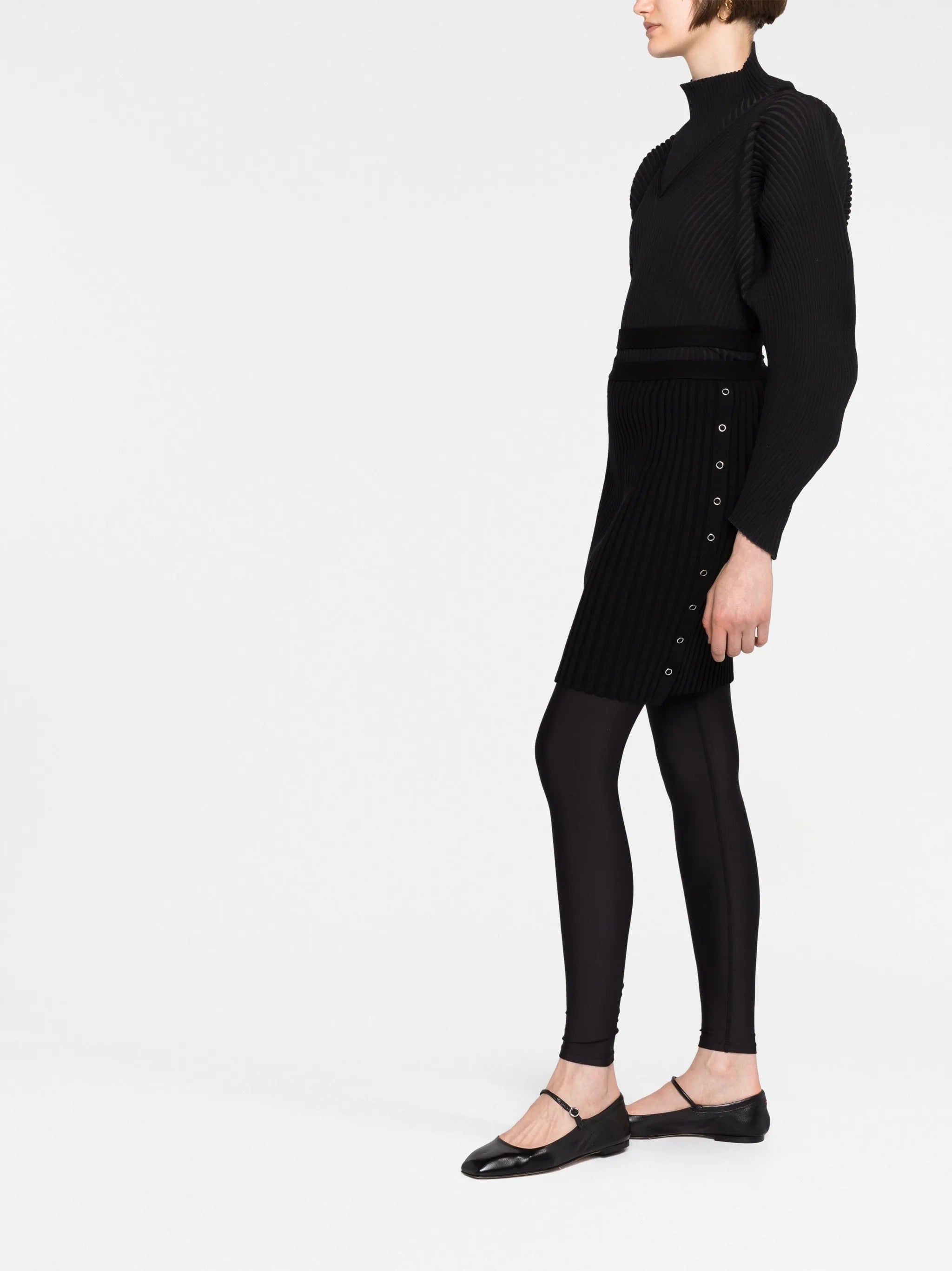 high-waisted ribbed-knit skirt