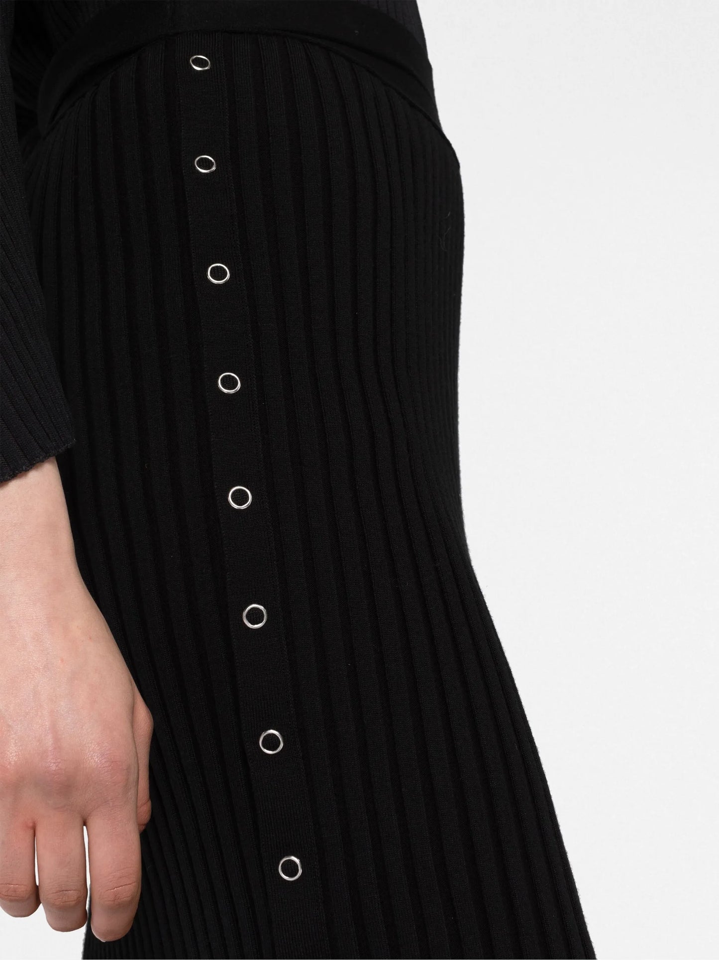 high-waisted ribbed-knit skirt