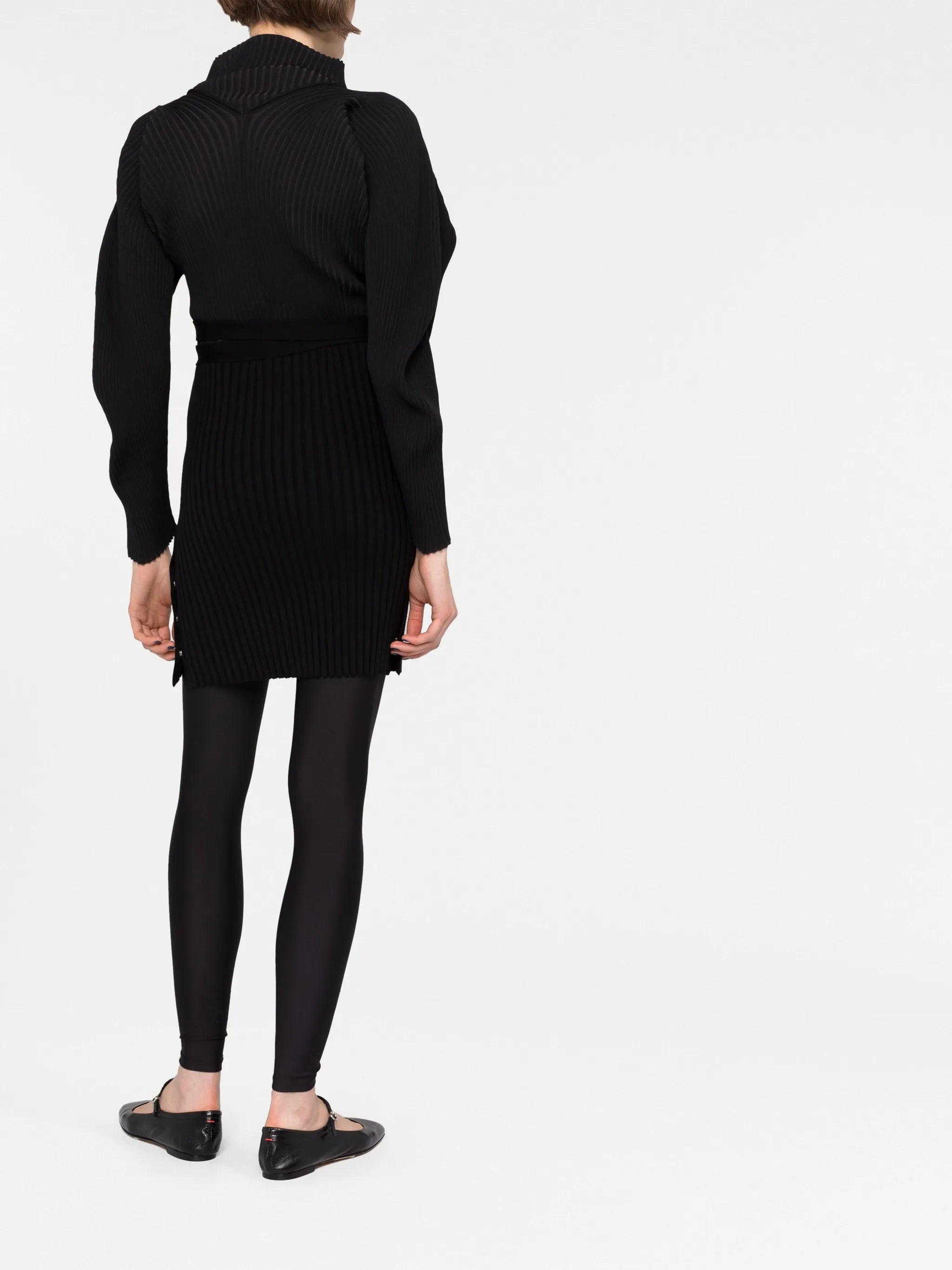 high-waisted ribbed-knit skirt