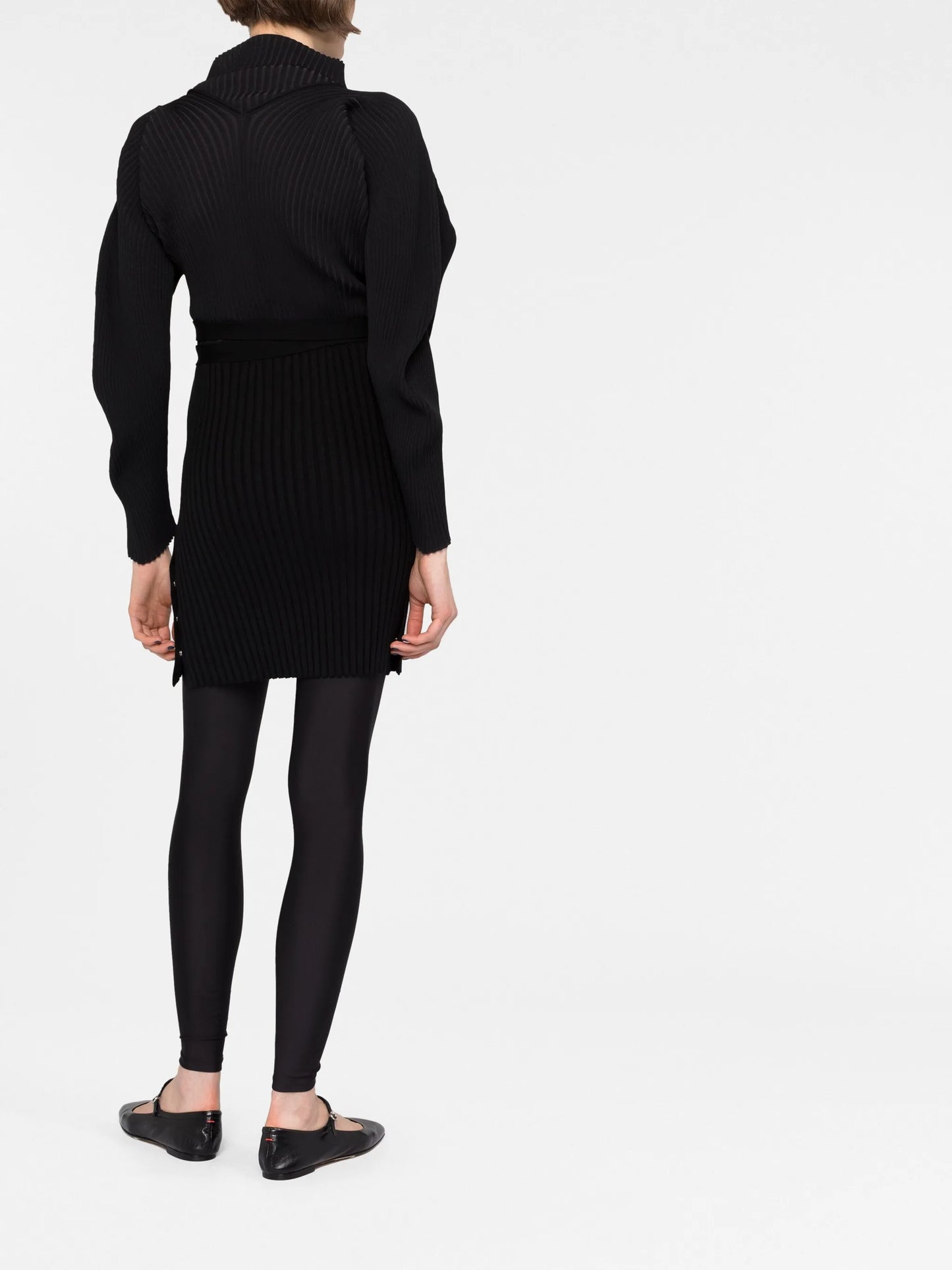 high-waisted ribbed-knit skirt