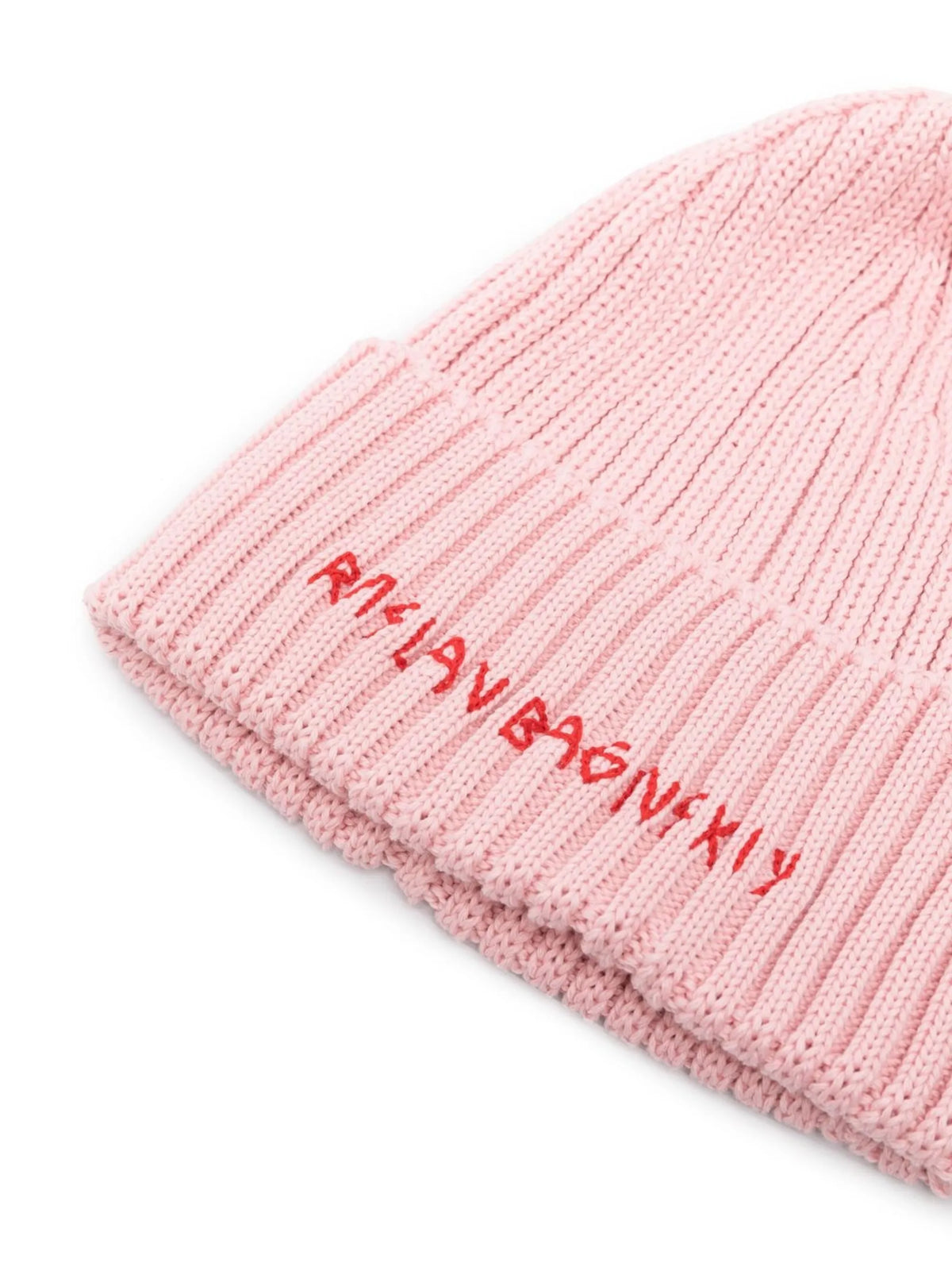 hand-embroidered ribbed beanie