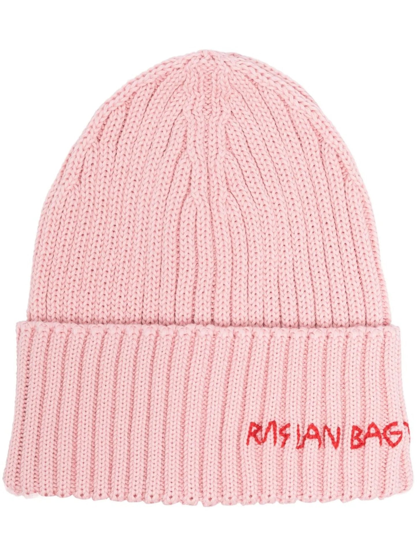 hand-embroidered ribbed beanie