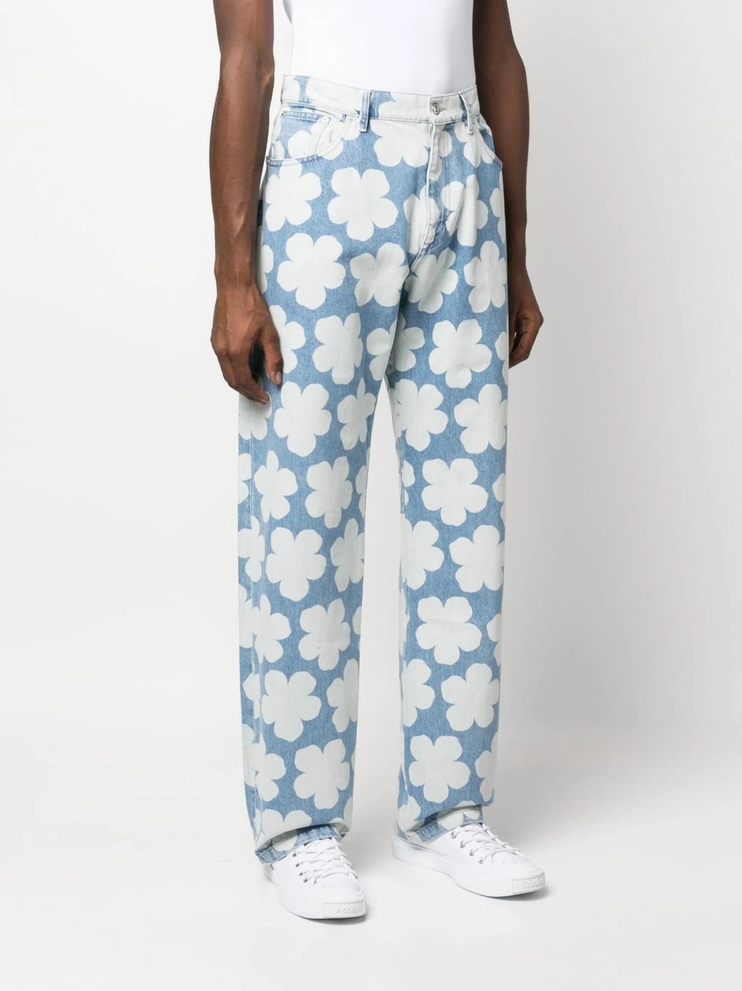 floral-print straight-leg jeans