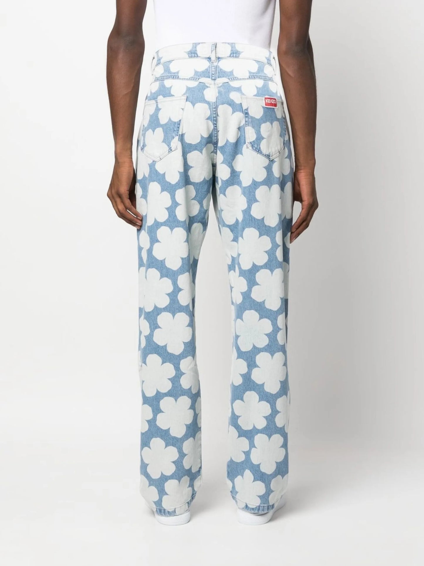 floral-print straight-leg jeans