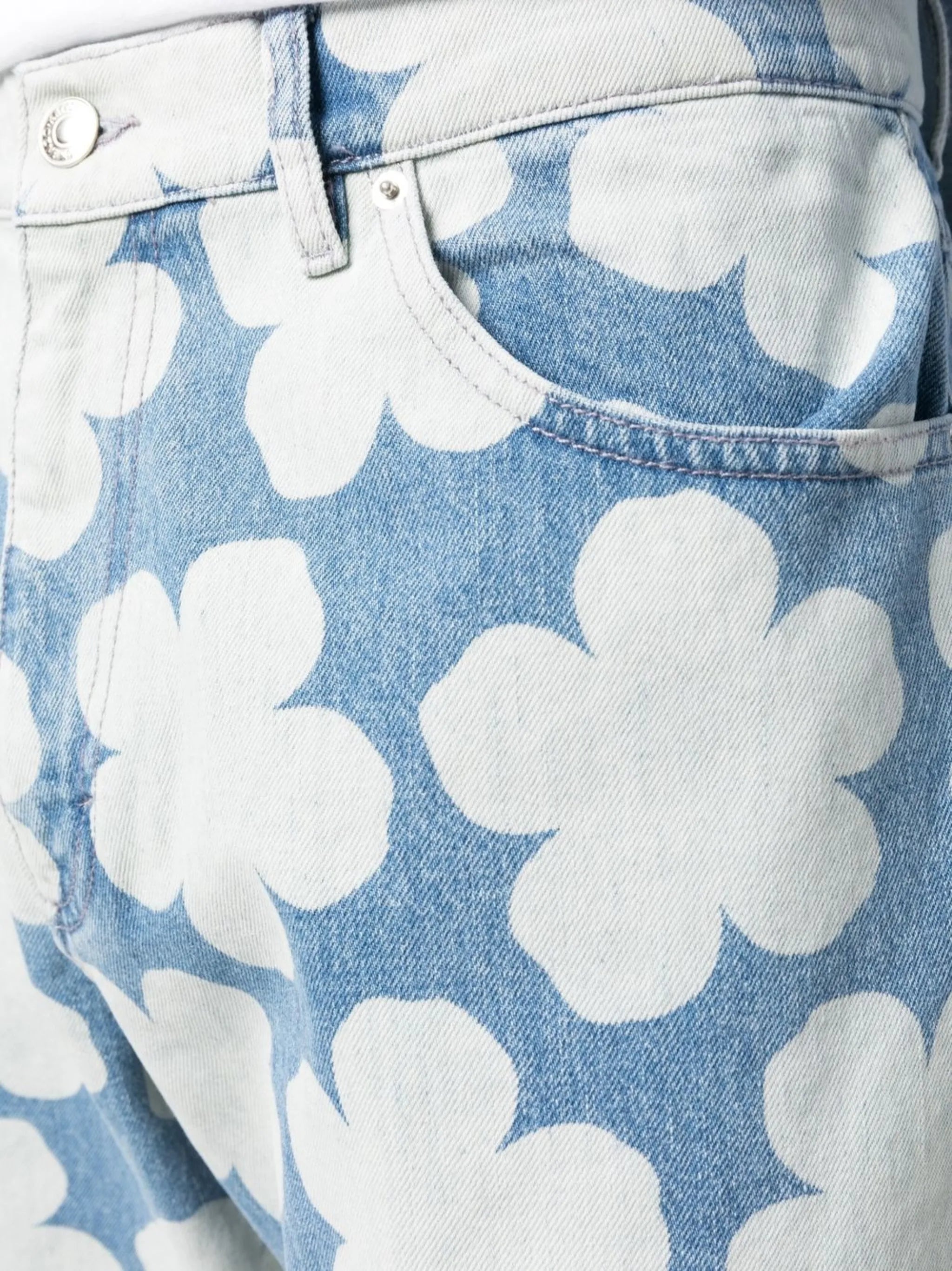 floral-print straight-leg jeans
