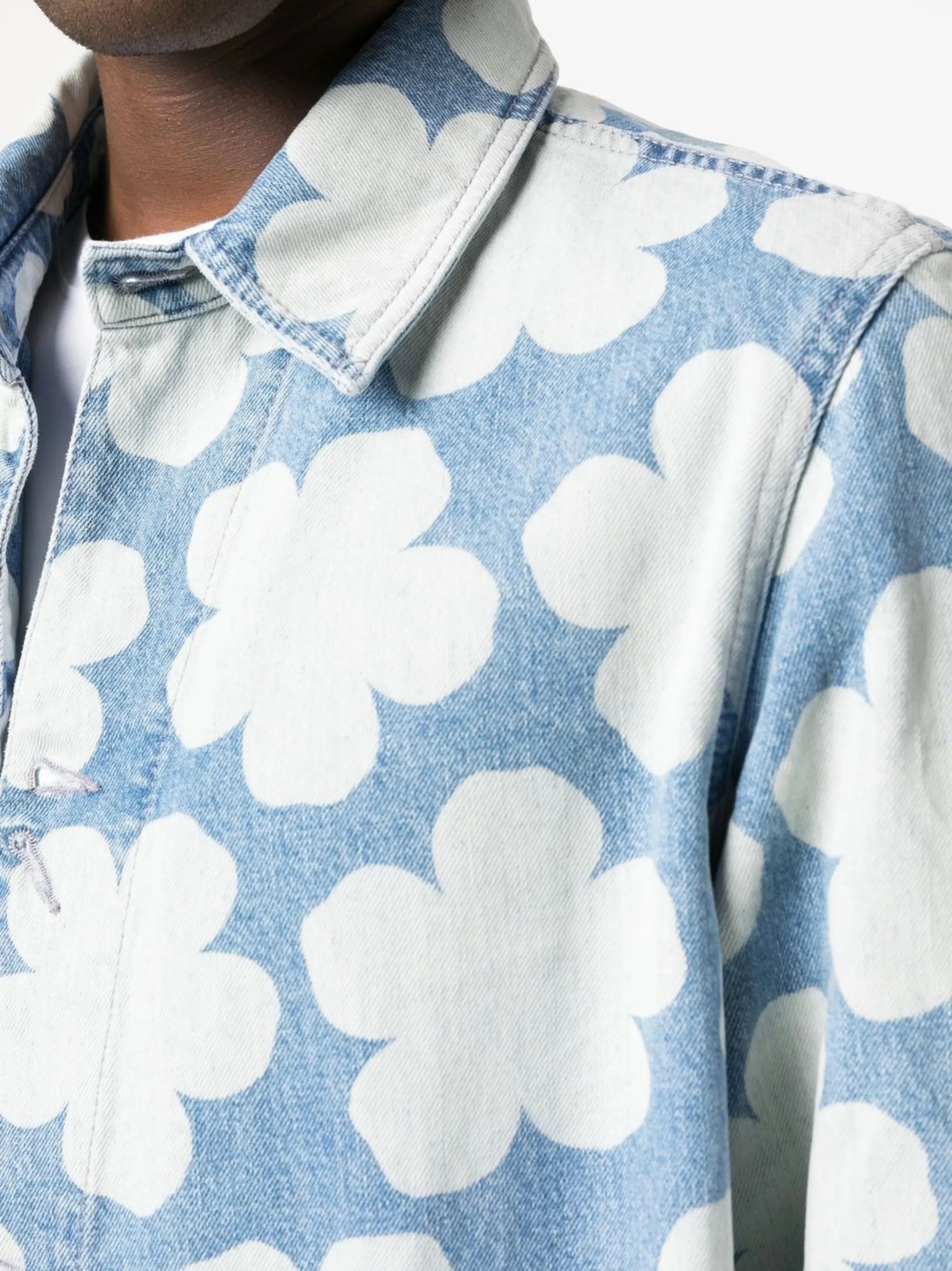 floral-print denim jacket