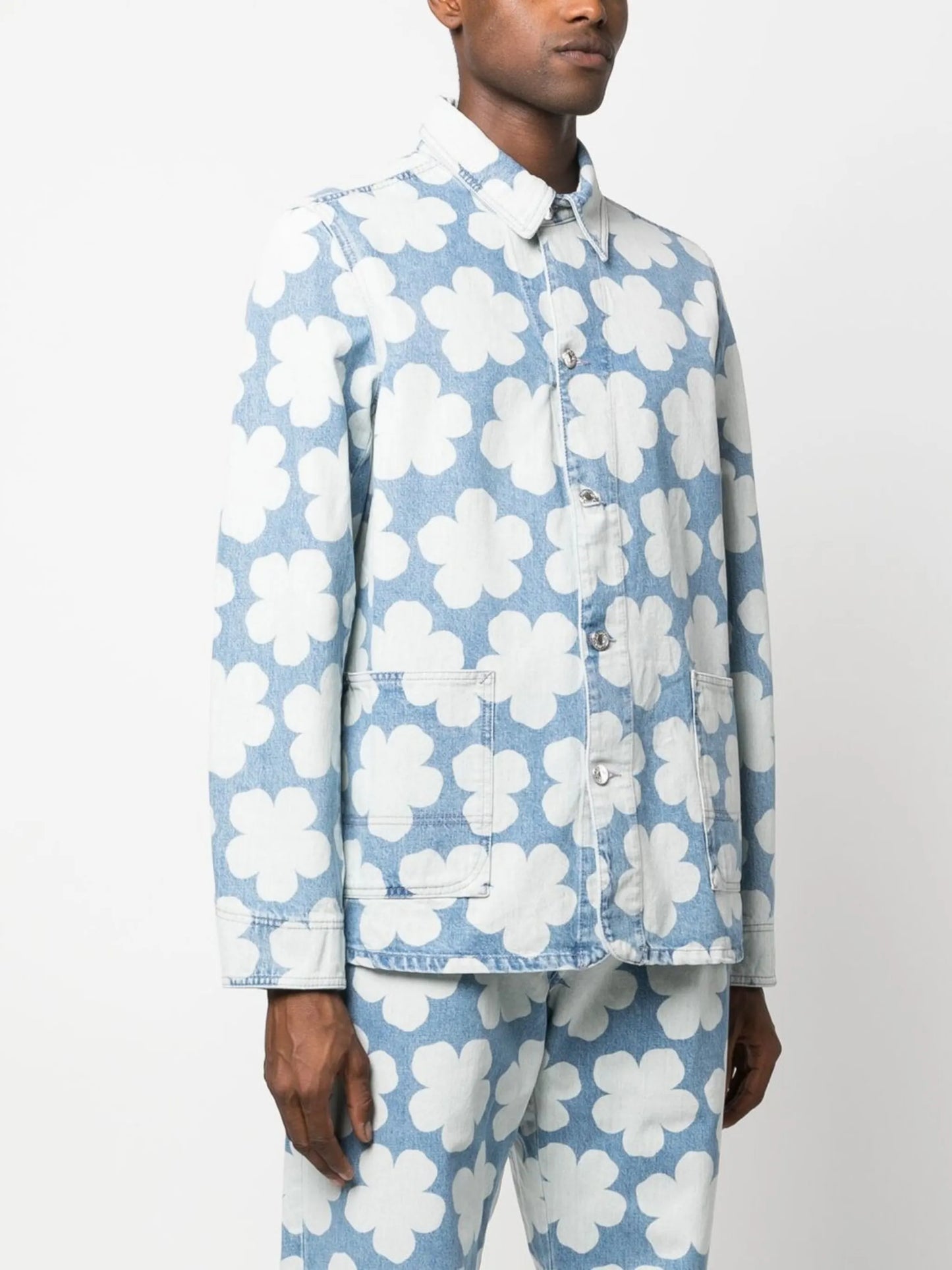 floral-print denim jacket