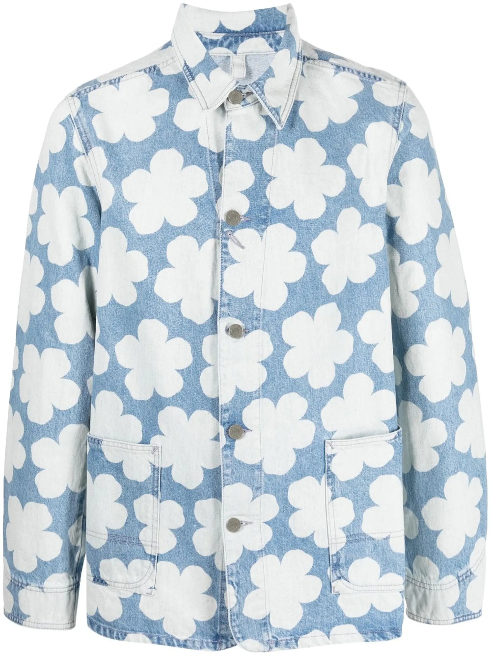 floral-print denim jacket
