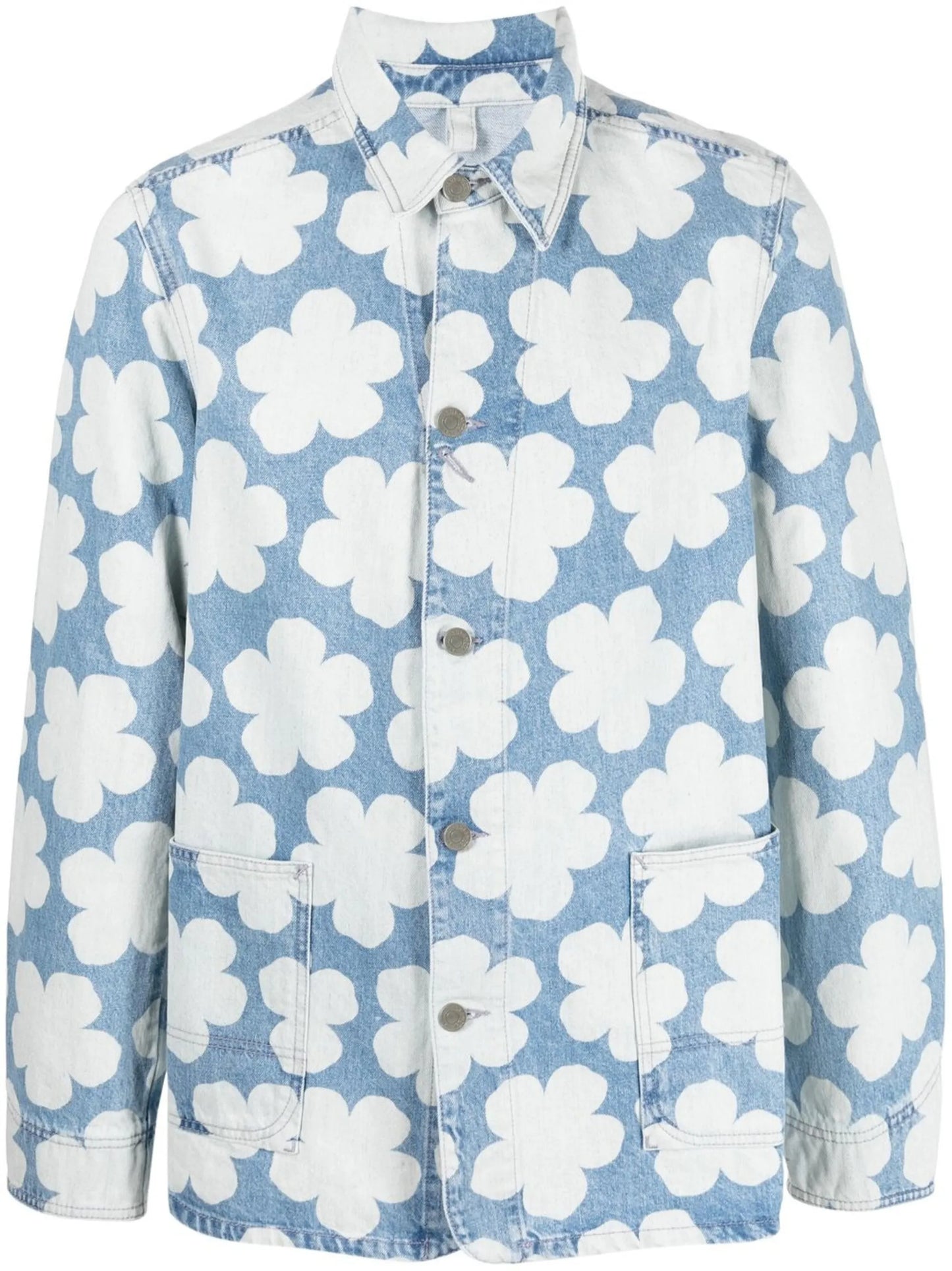 floral-print denim jacket
