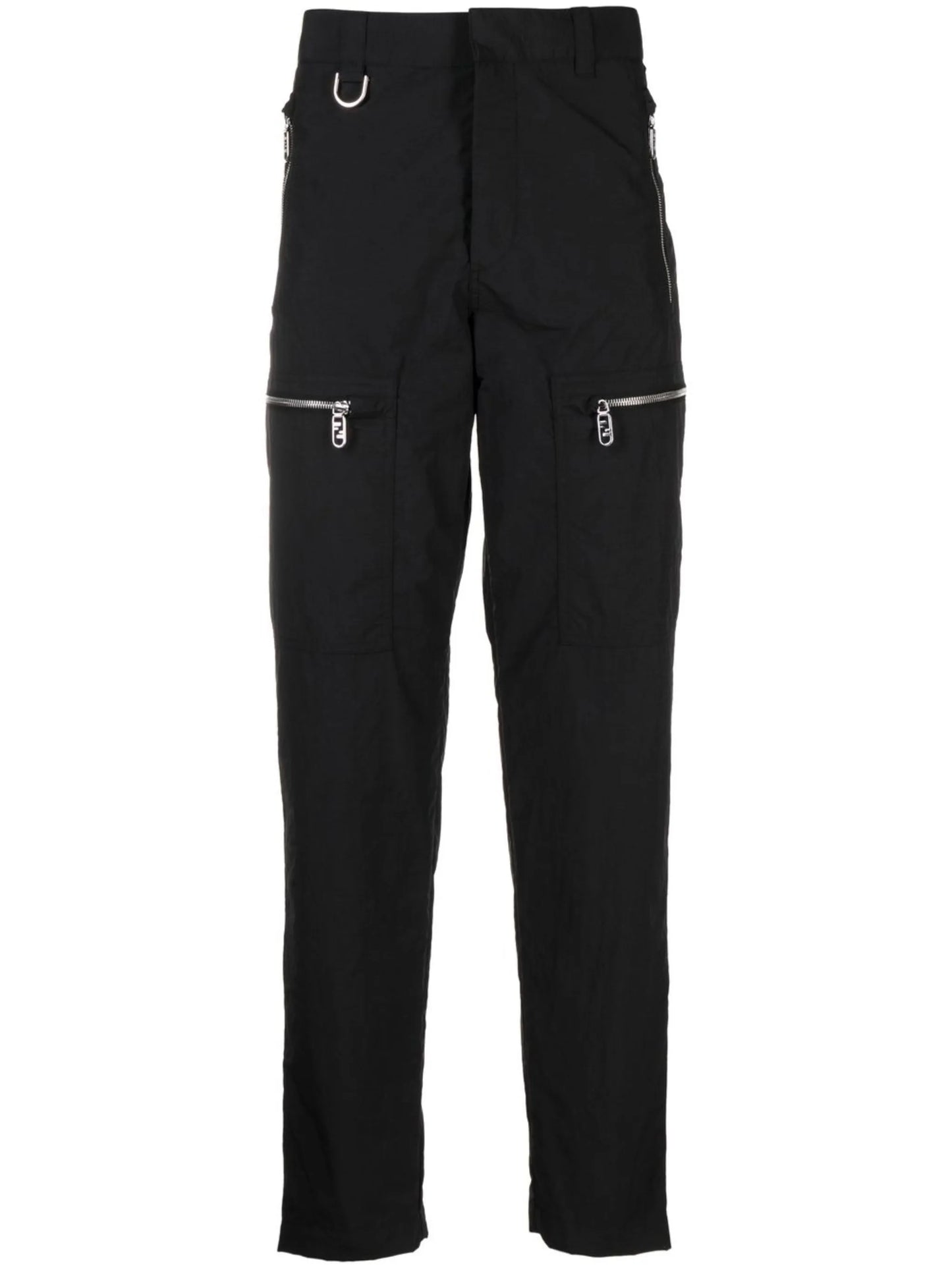 zip-pockets slim trousers