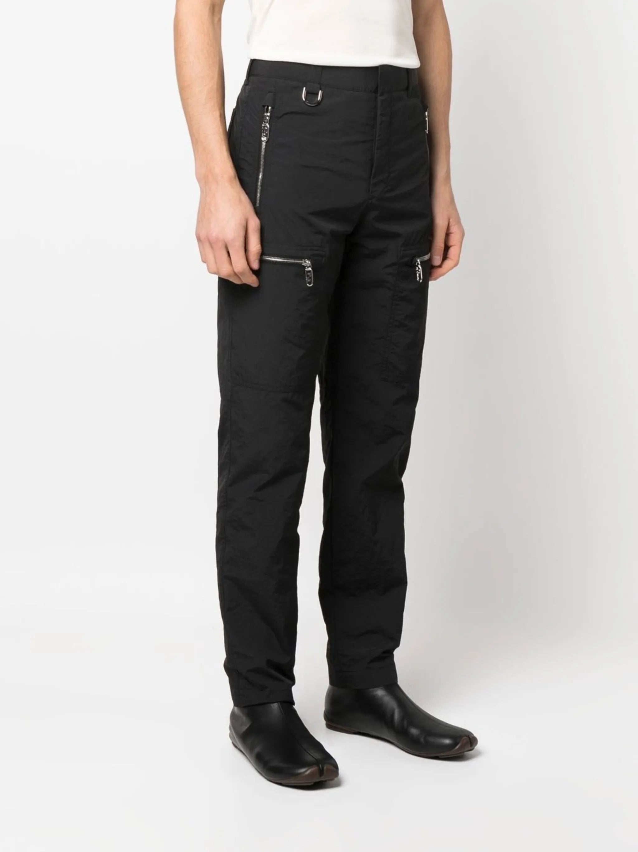 zip-pockets slim trousers
