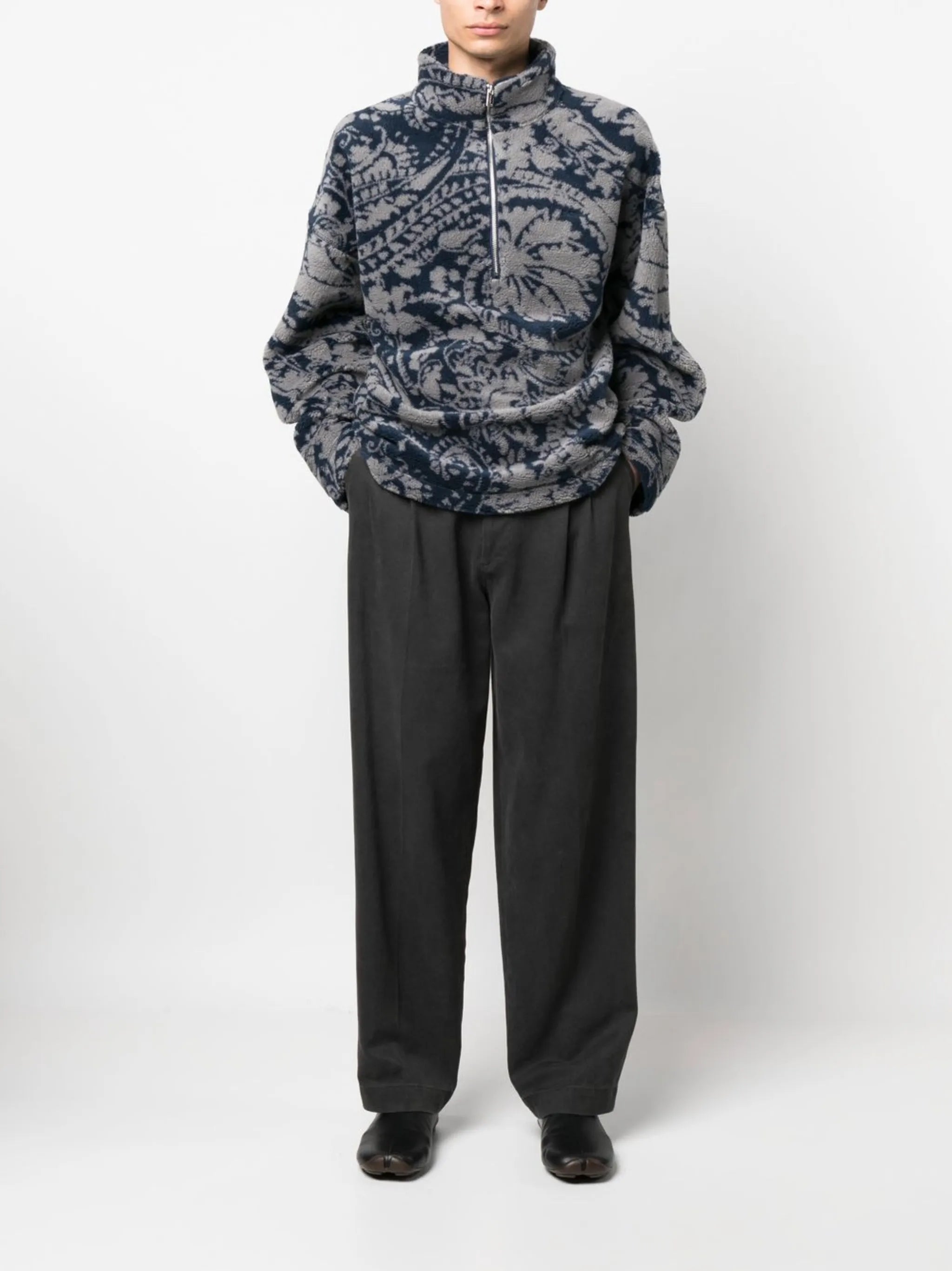 paisley-print fleece sweatshirt