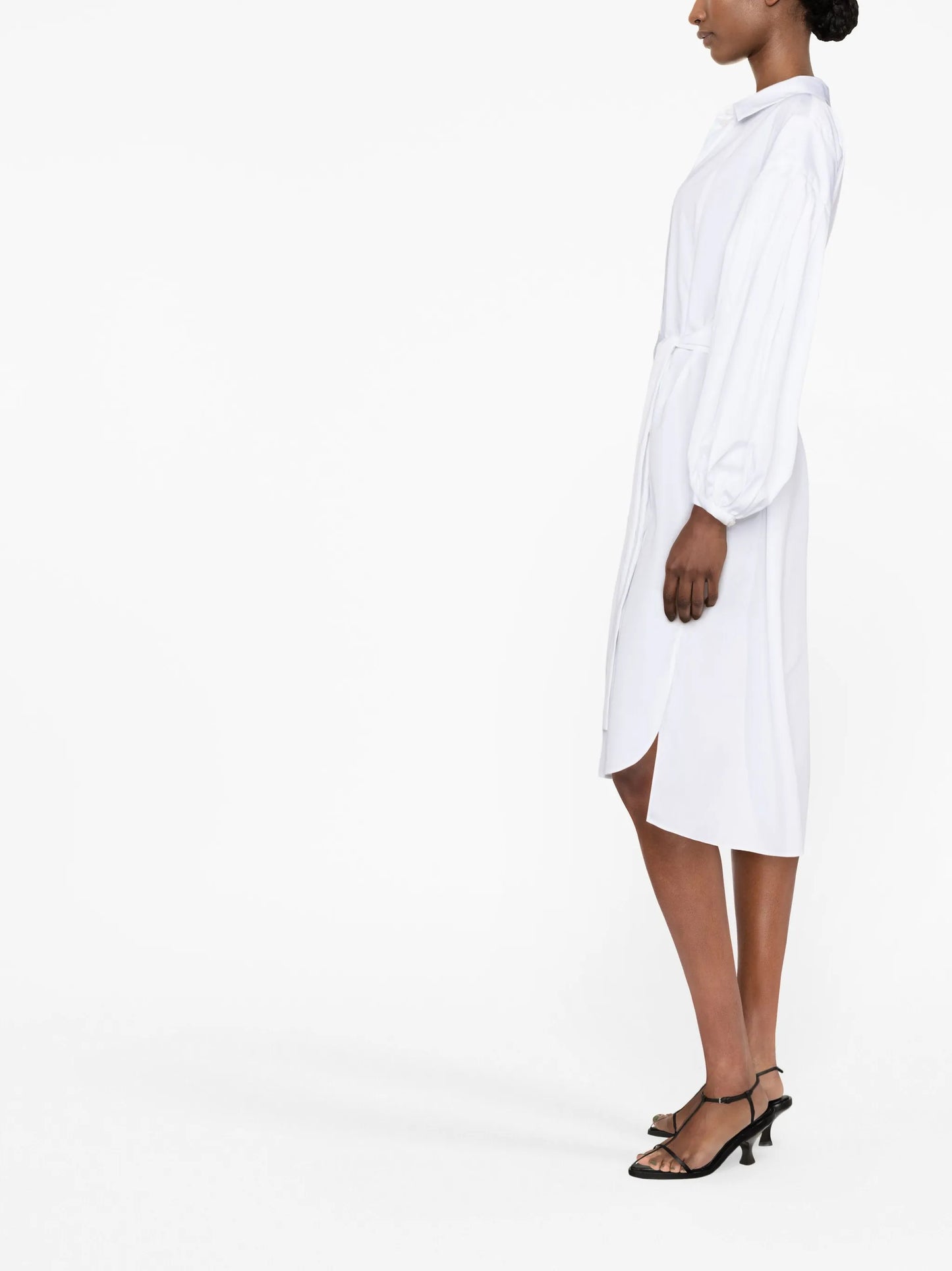 long puff-sleeved dress