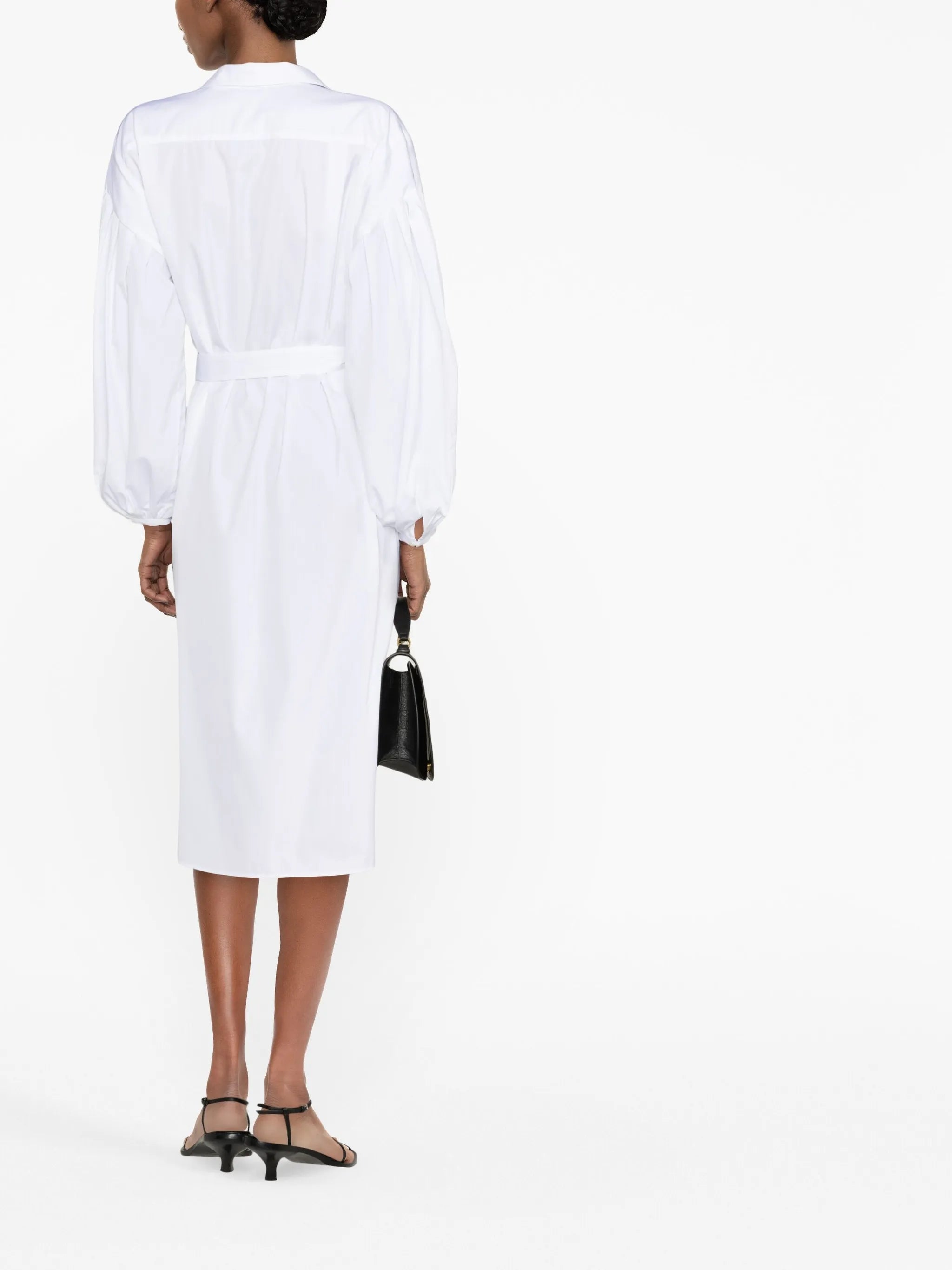 long puff-sleeved dress