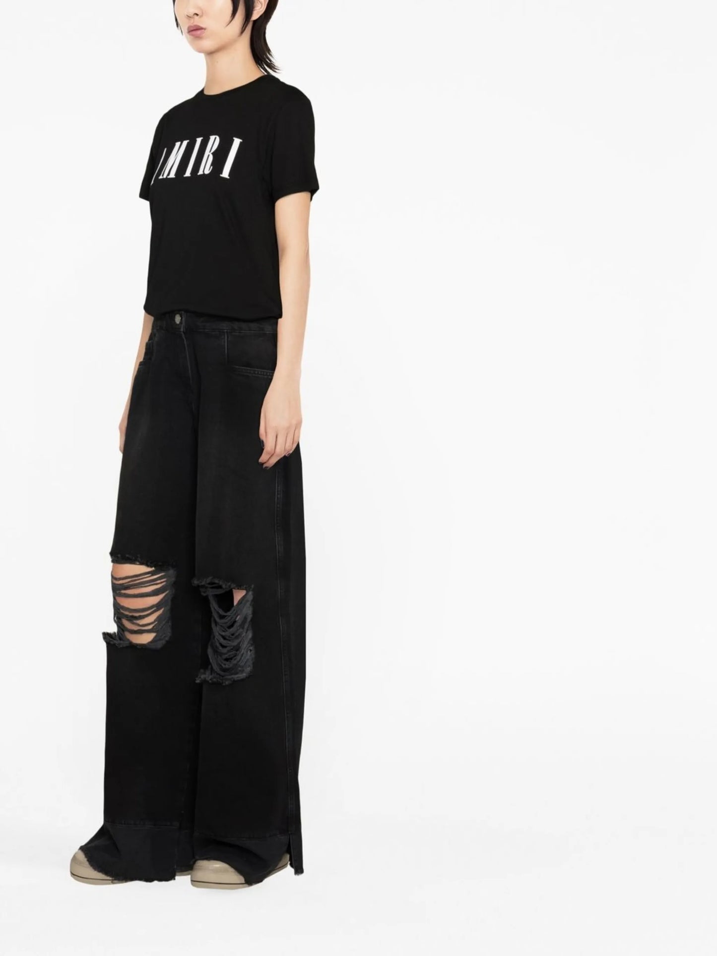 Rowena distressed wide-leg jeans