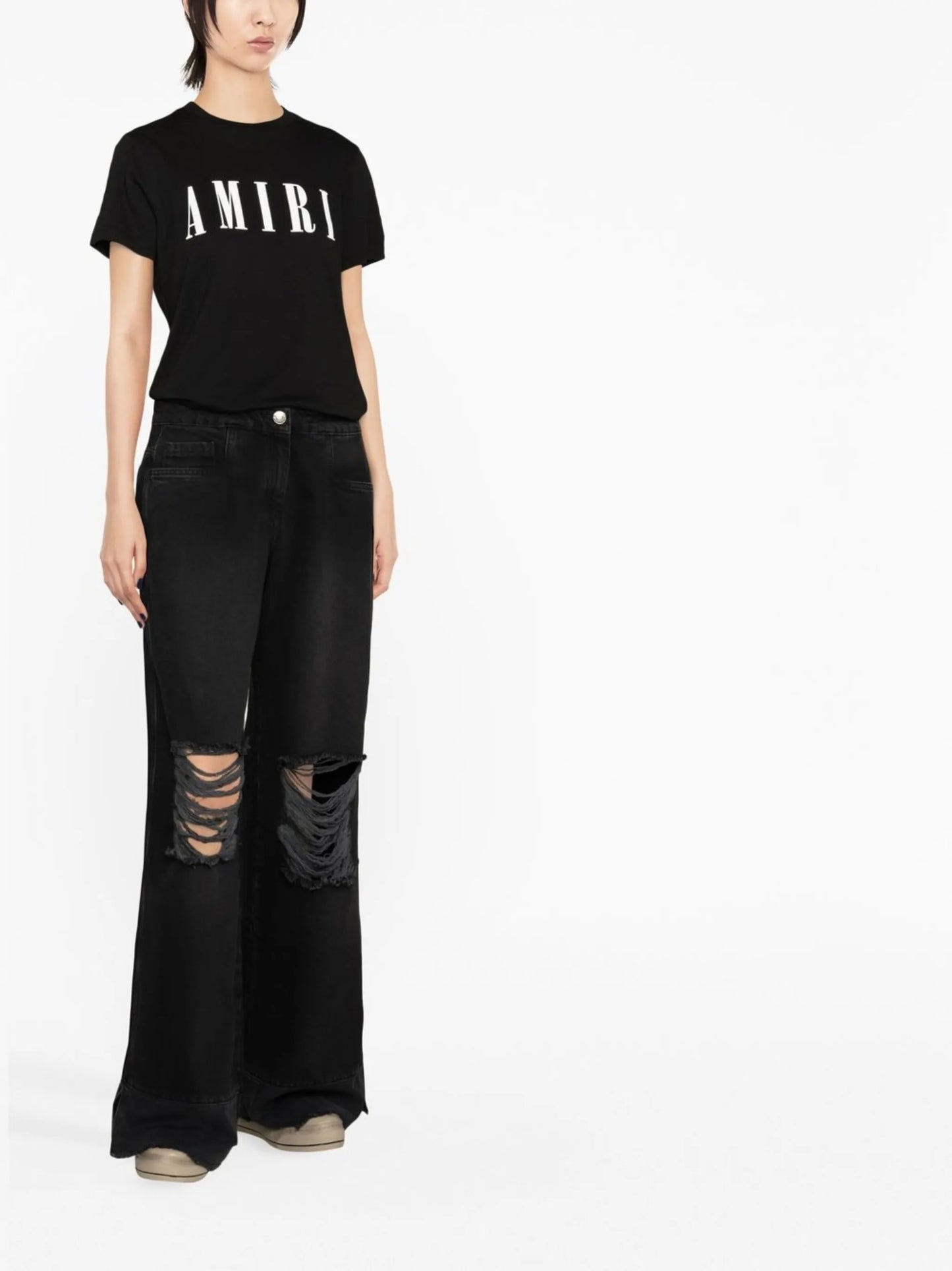 Rowena distressed wide-leg jeans